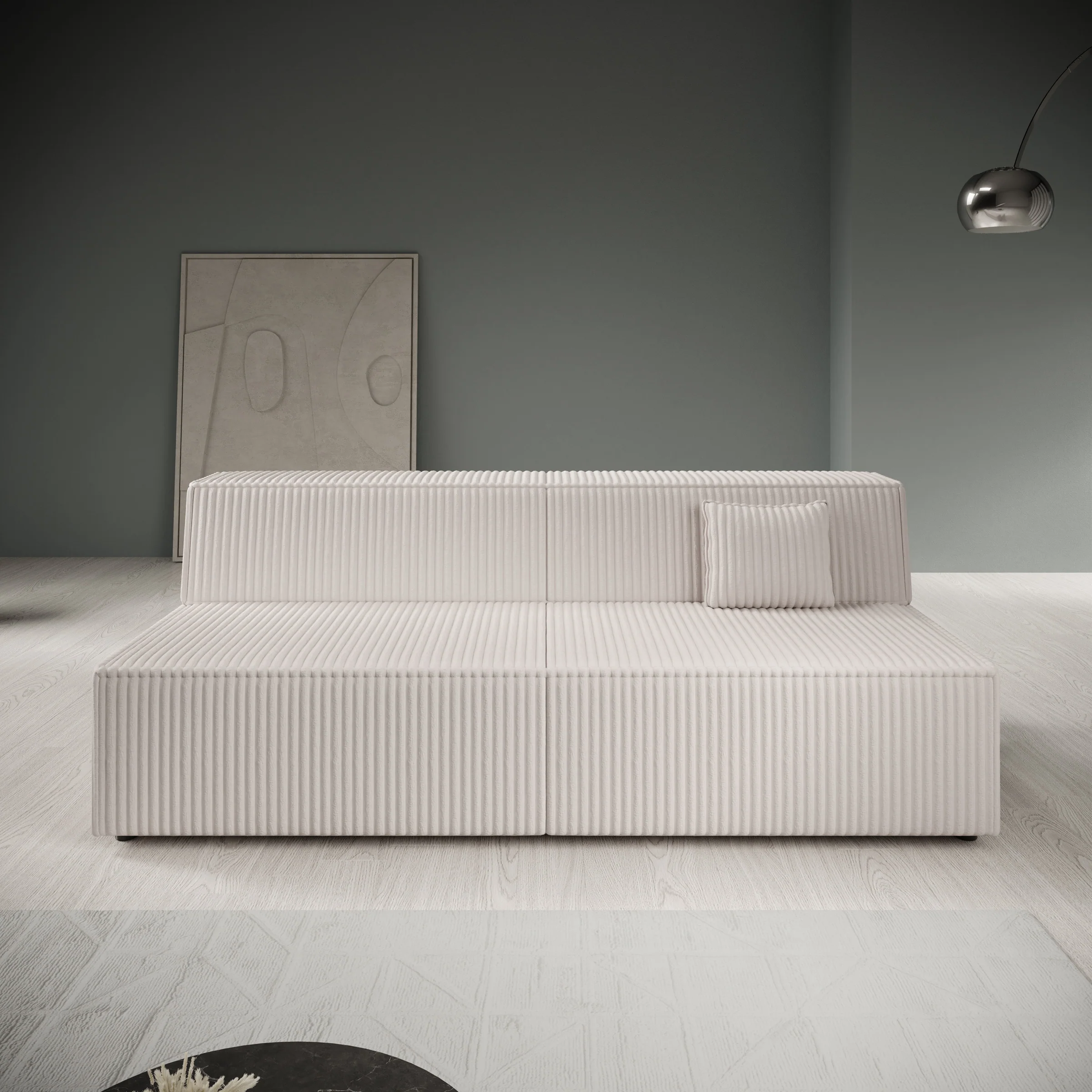 Tarella - Slaapbank - Fluffy teddystof - Beige - 202x94x74 cm - Image 3