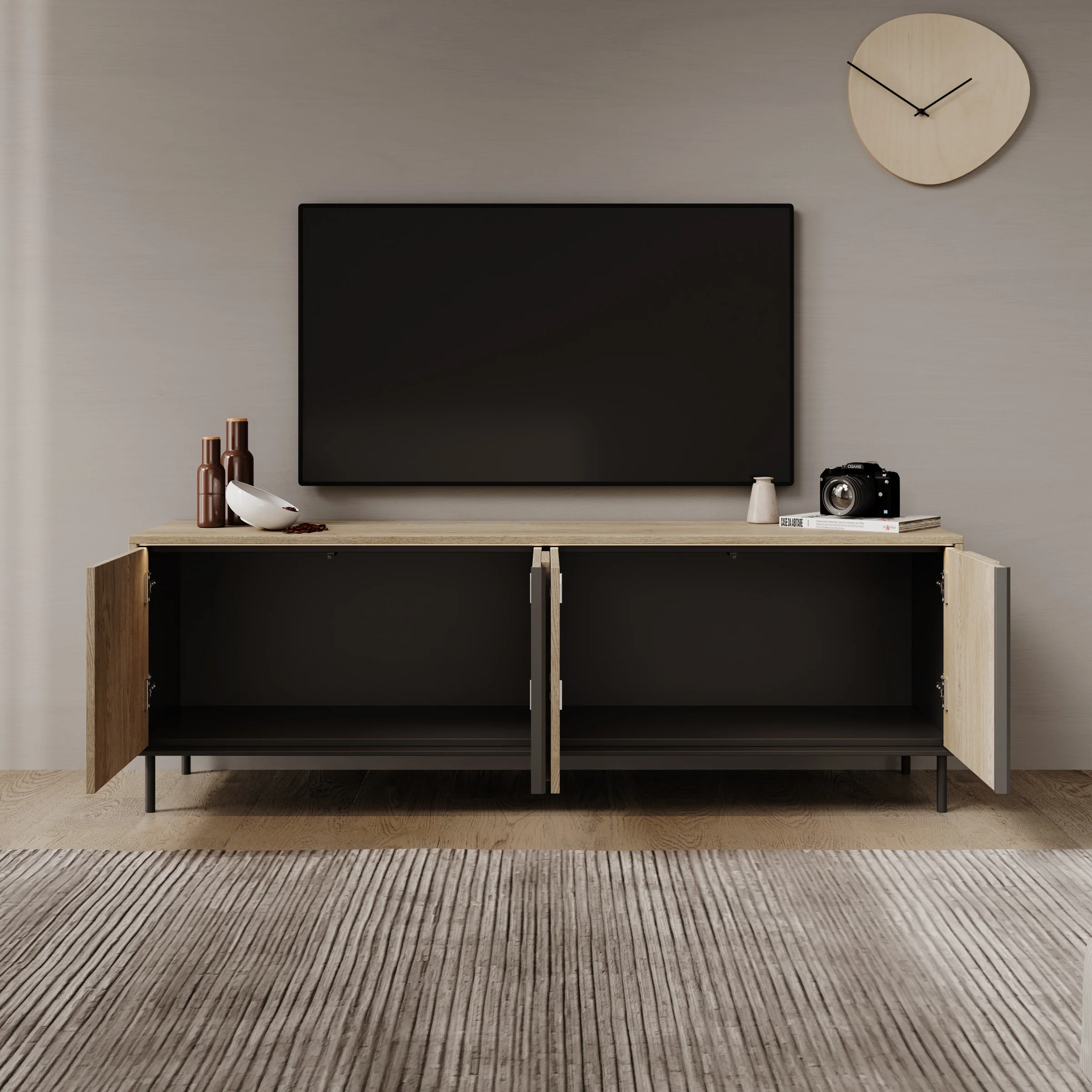 Tarello - TV-Meubel met LED - Eikenpatroon - 167x41x56 cm - Image 2