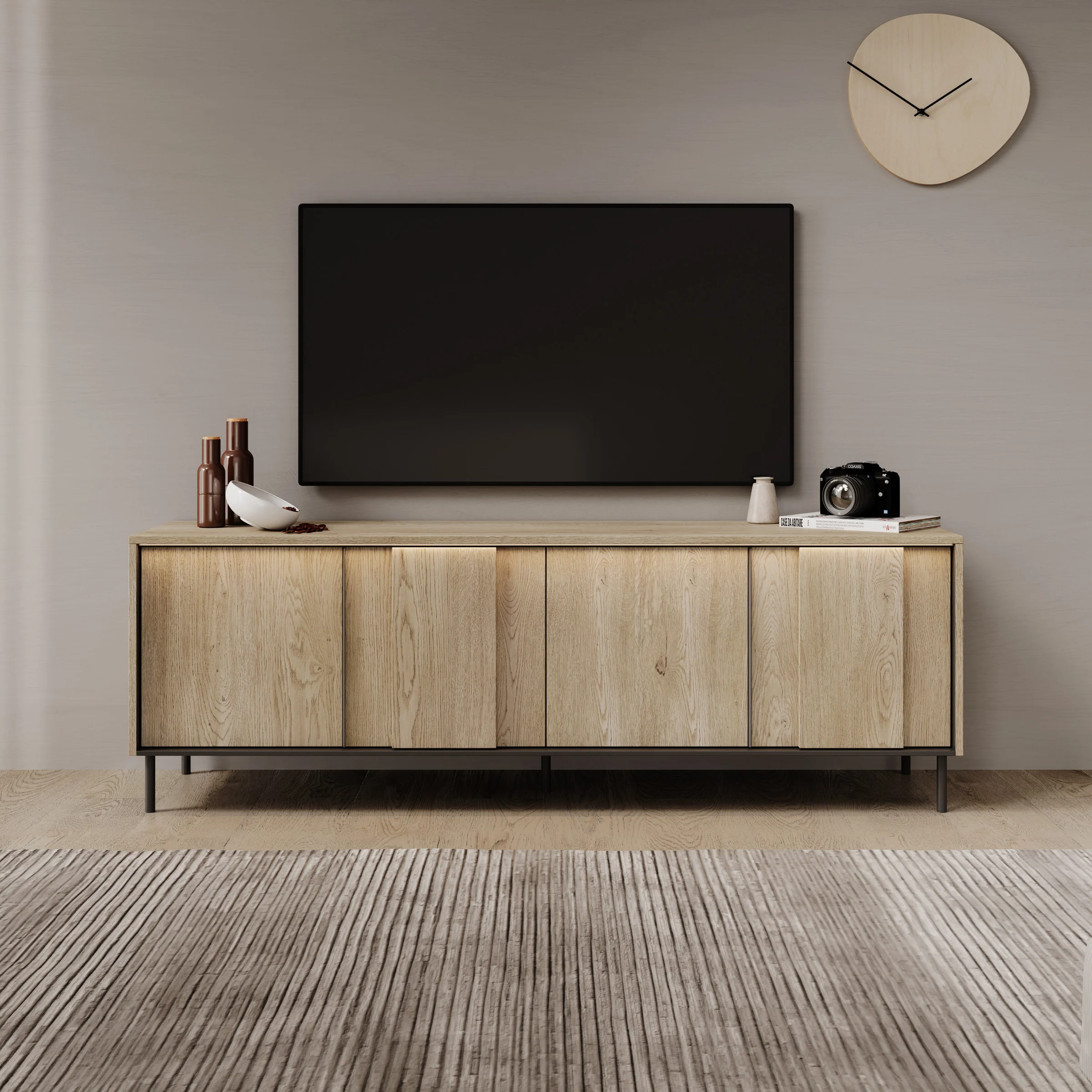 Tarello - TV-Meubel met LED - Eikenpatroon - 167x41x56 cm - Image 3