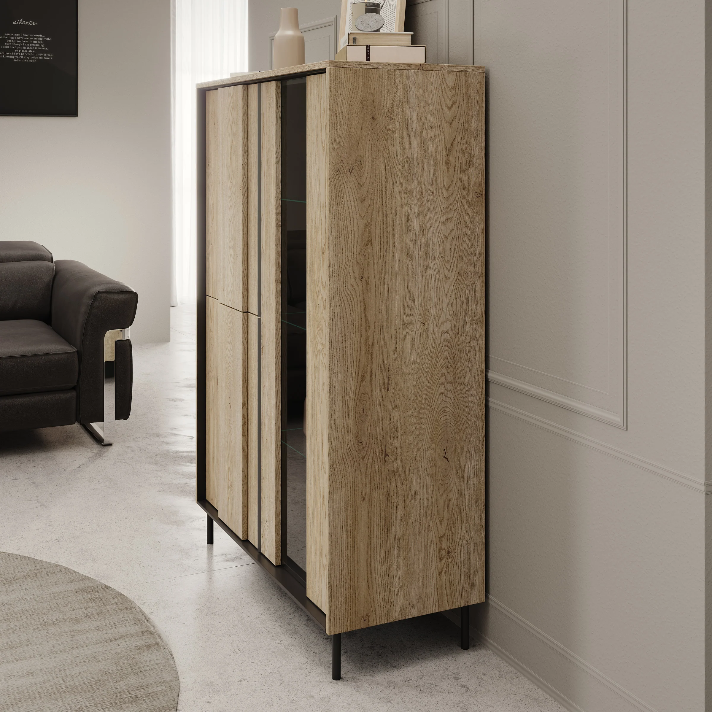 Tarello - Vitrinekast - Eikenpatroon - 99x41x140 cm - Image 4