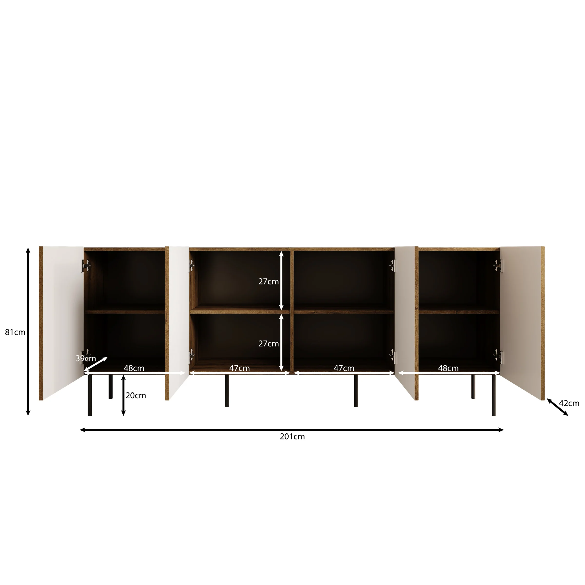 Tartagal - Dressoir - Donkerbruin/eiken - 200x42x81 cm - Image 5