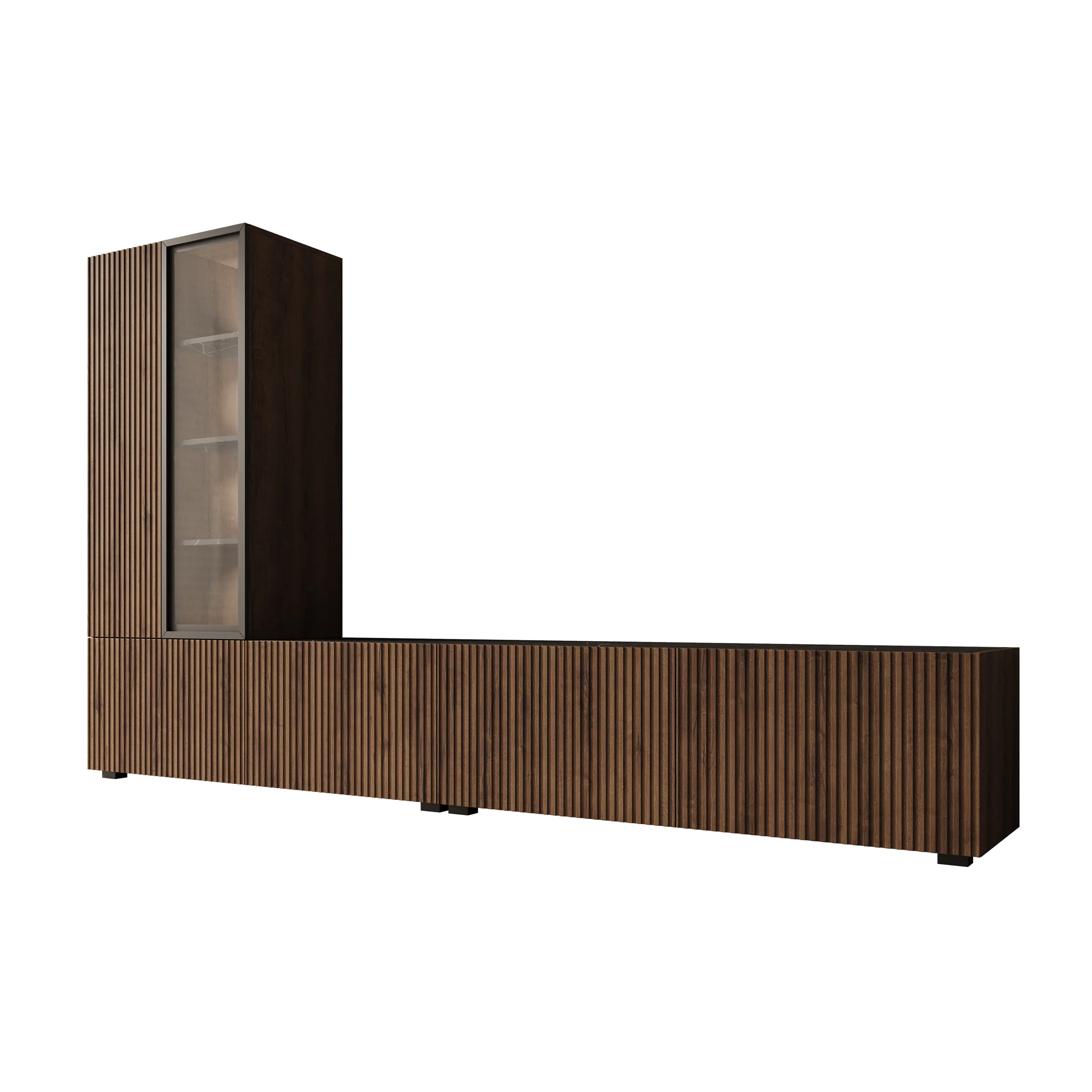 Taro - Wandmeubel - Donker eikenpatroon - 260x41x158 cm - Image 10