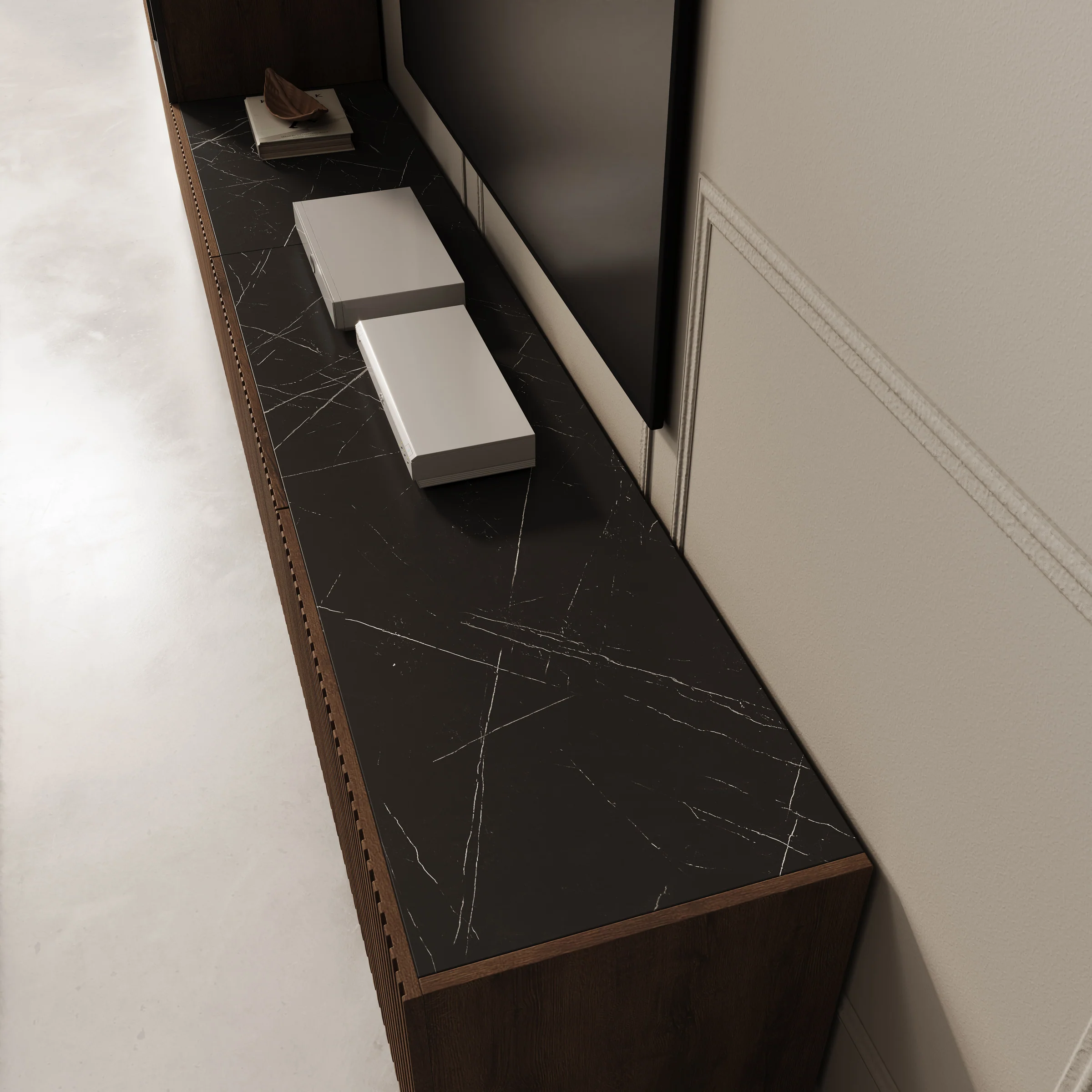 Taro - Wandmeubel - Donker eikenpatroon - 260x41x158 cm - Image 8