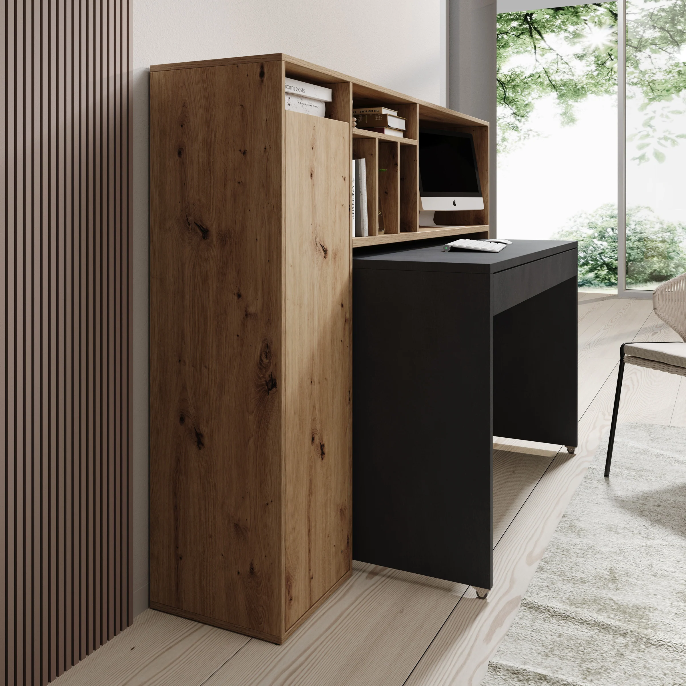 Taroa - Bureau - Eikenpatroon/Grijs - 154x55x119 cm - Image 5