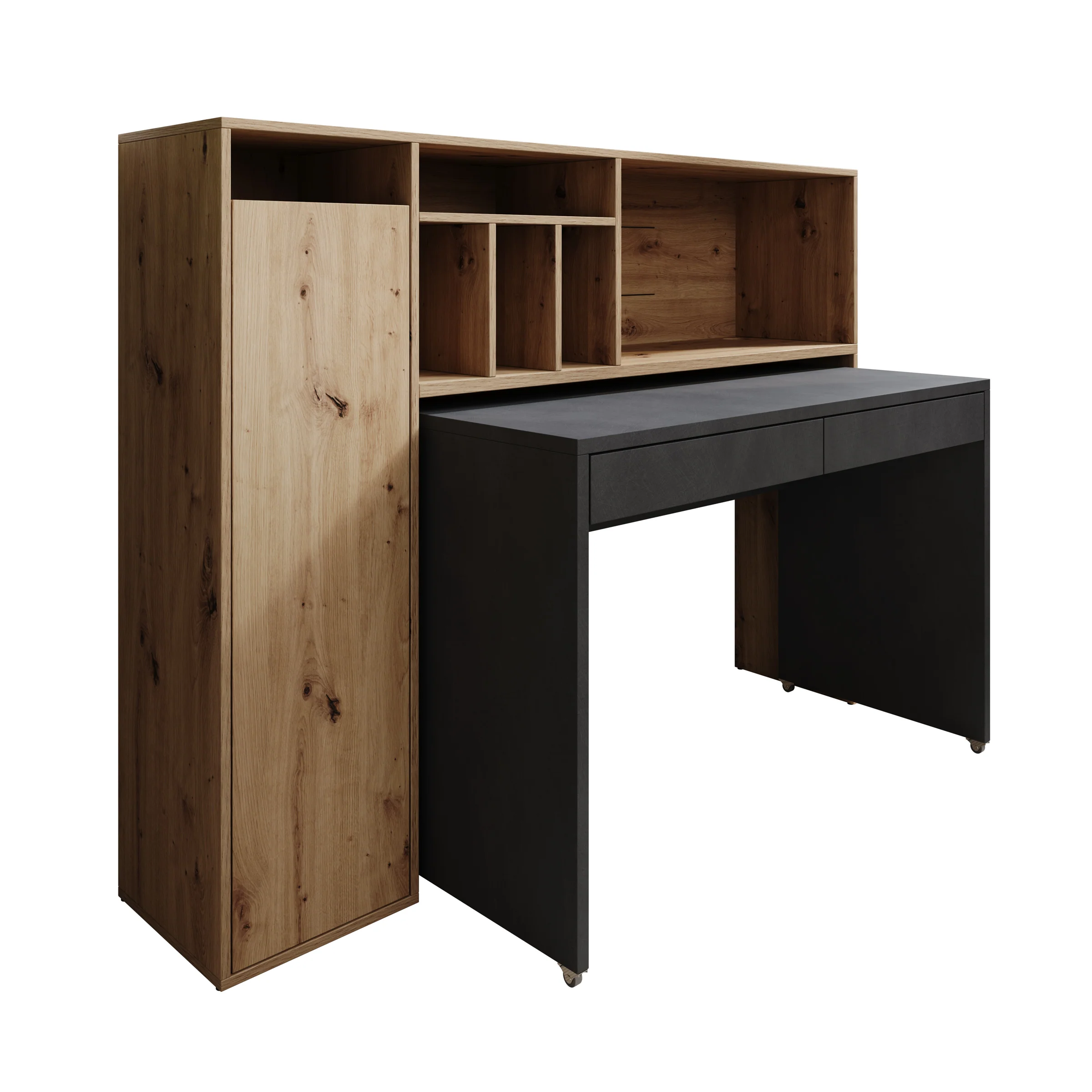 Taroa - Bureau - Eikenpatroon/Grijs - 154x55x119 cm - Image 8