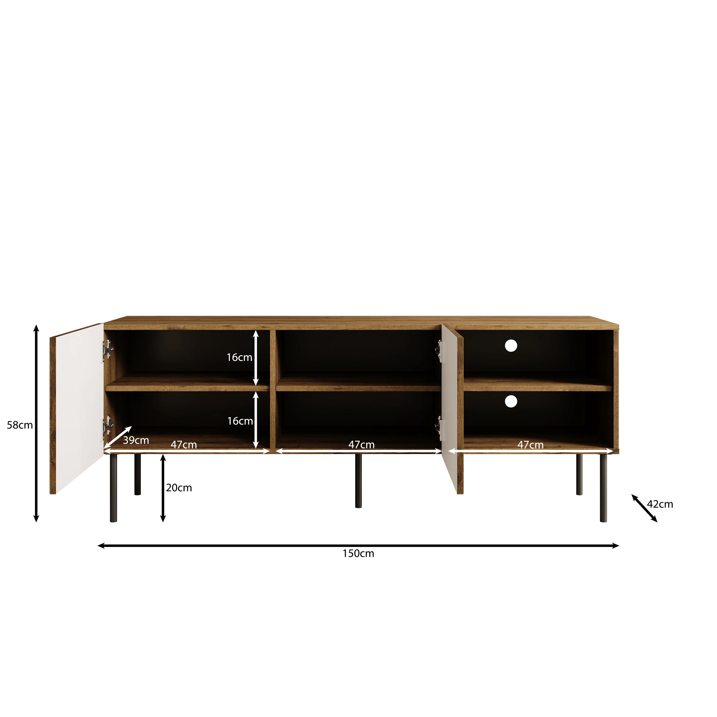 Tartagal - TV-Meubel - Donkerbruin eiken - 150x42x58 cm - Image 5