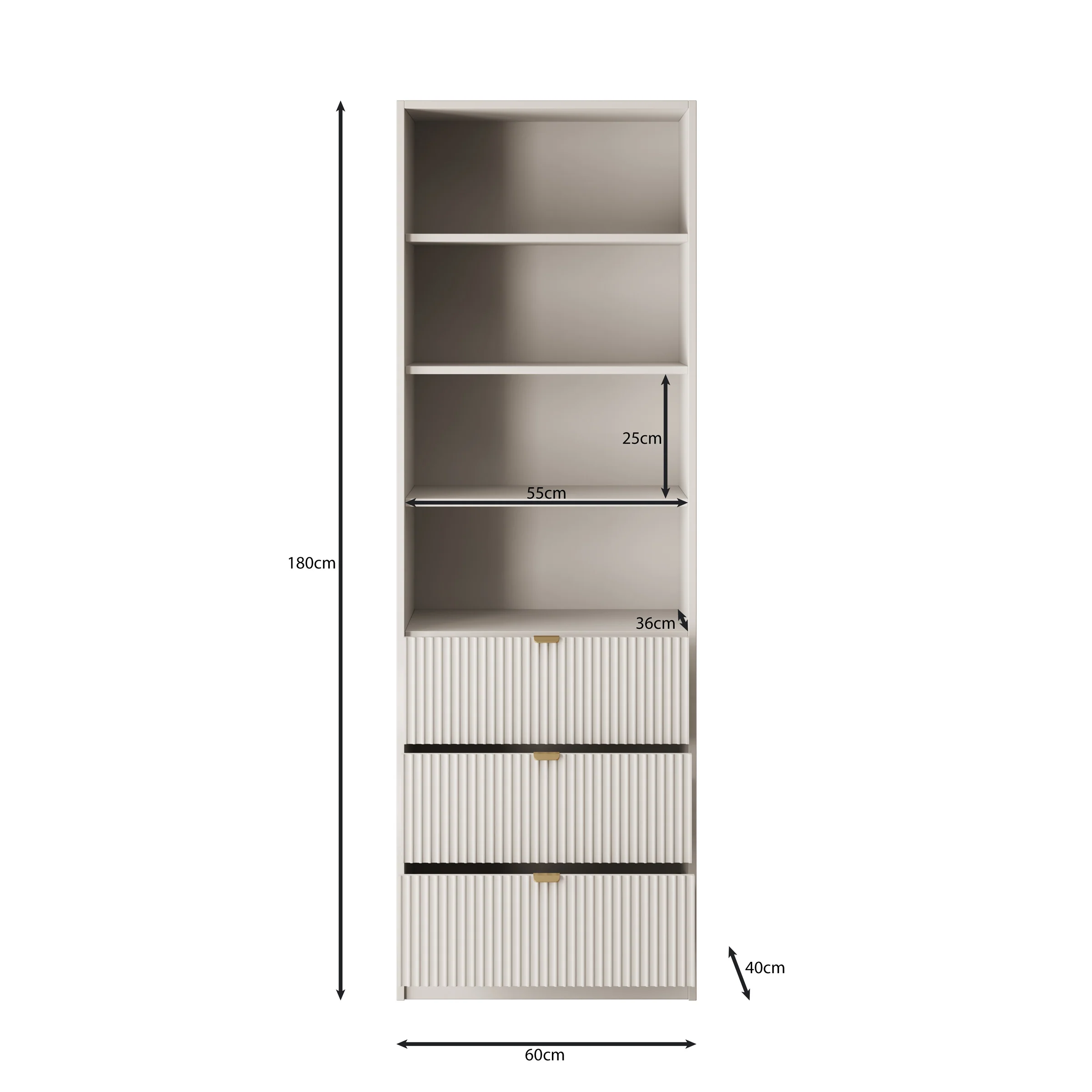 Tavares - Boekenkast - Beige - 60x40x180 cm - Image 5