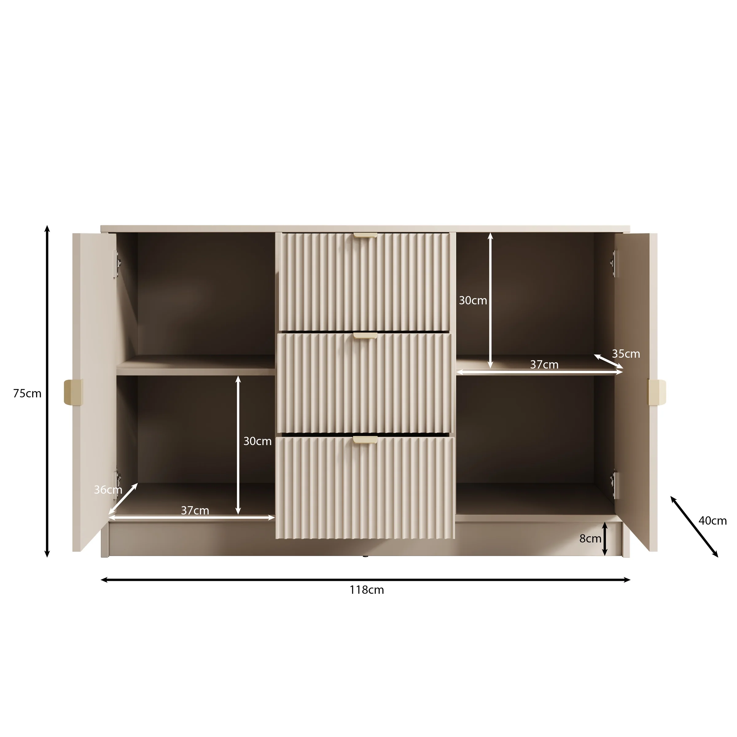 Tavares - Dressoir - Beige - 118x40x75 cm - Image 5