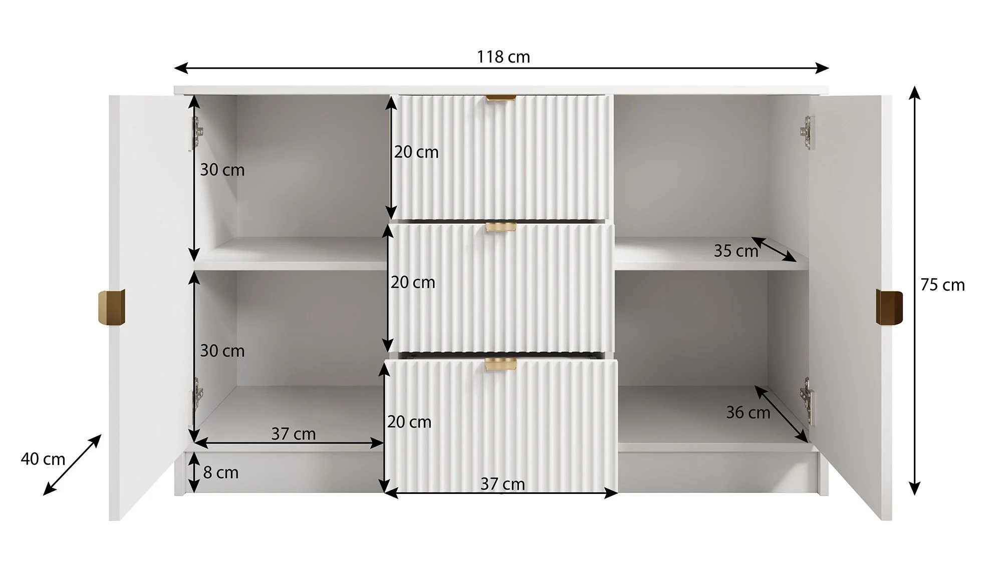 Tavares - Dressoir - Zwart - 118x40x75 cm - Image 5