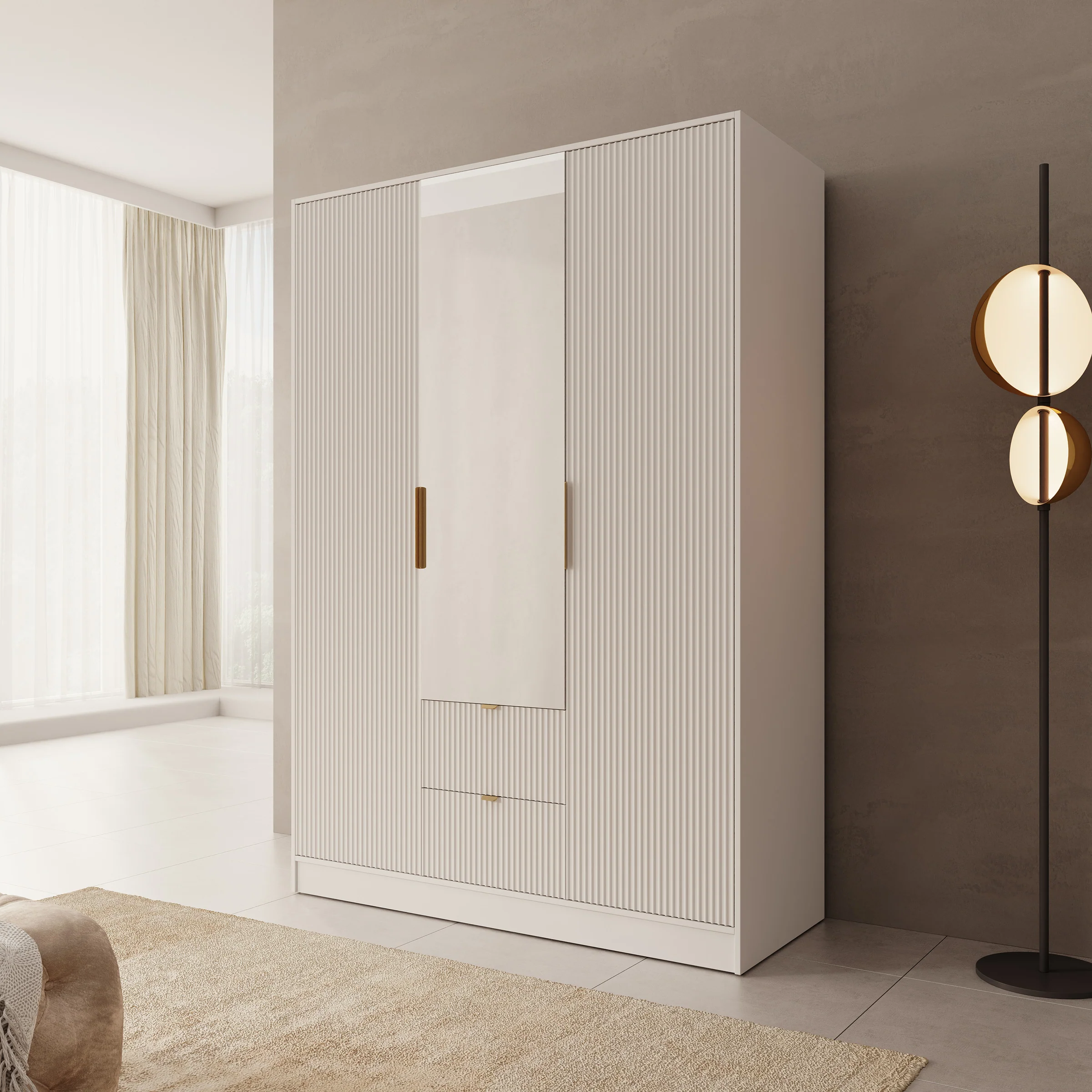 Tavares - Kledingkast 3 deurs - Wit - 151x60x216 cm