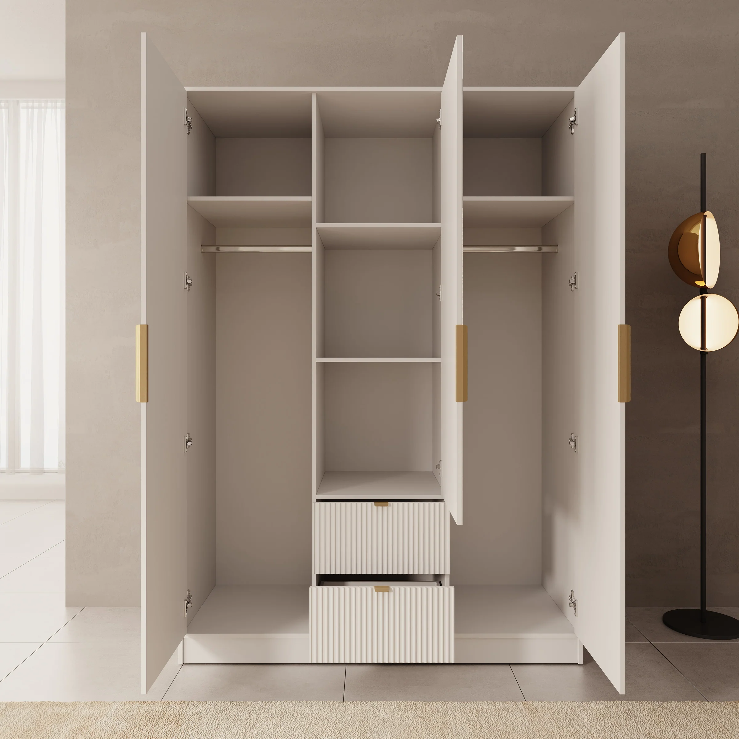 Tavares - Kledingkast 3 deurs - Wit - 151x60x216 cm - Image 2