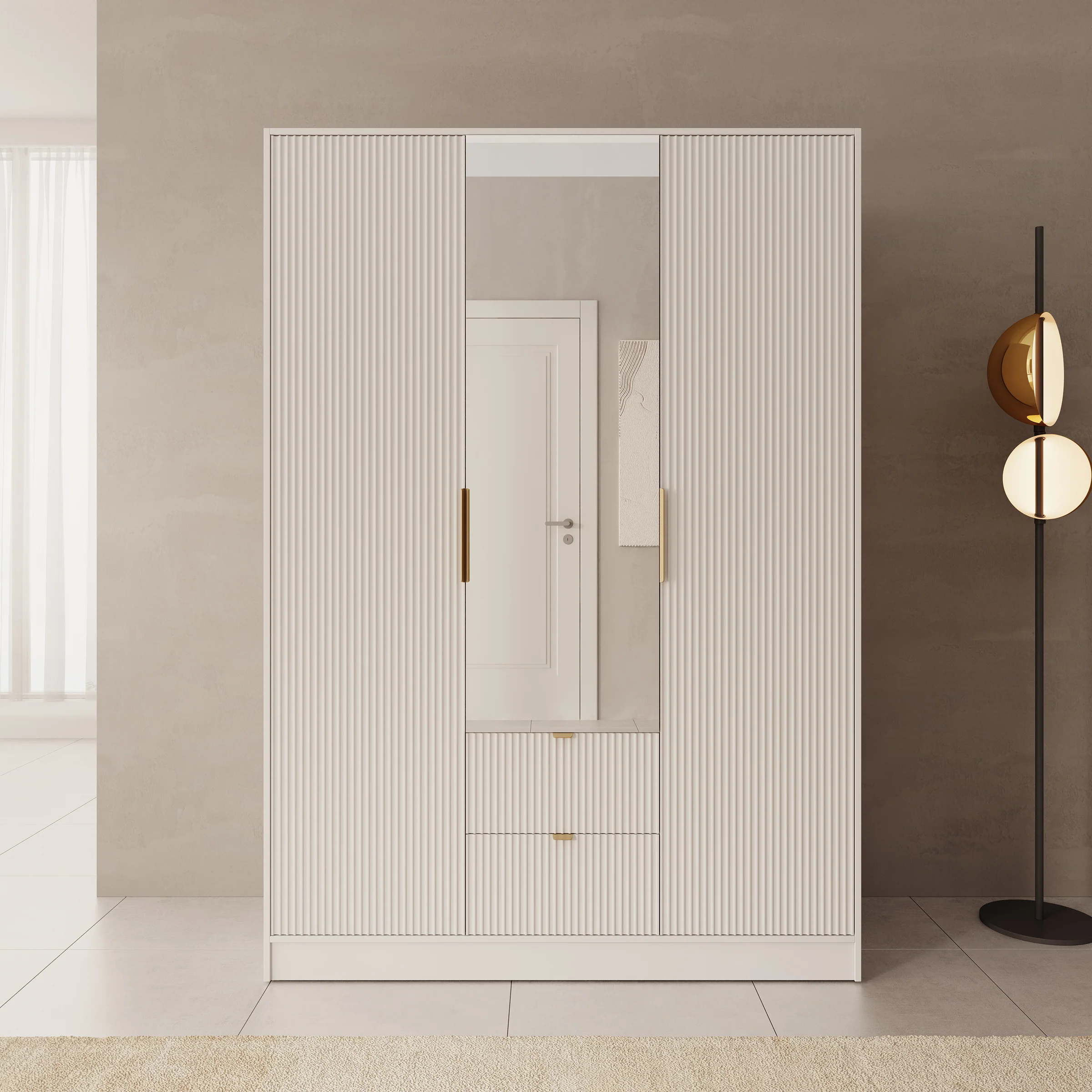Tavares - Kledingkast 3 deurs - Wit - 151x60x216 cm - Image 3
