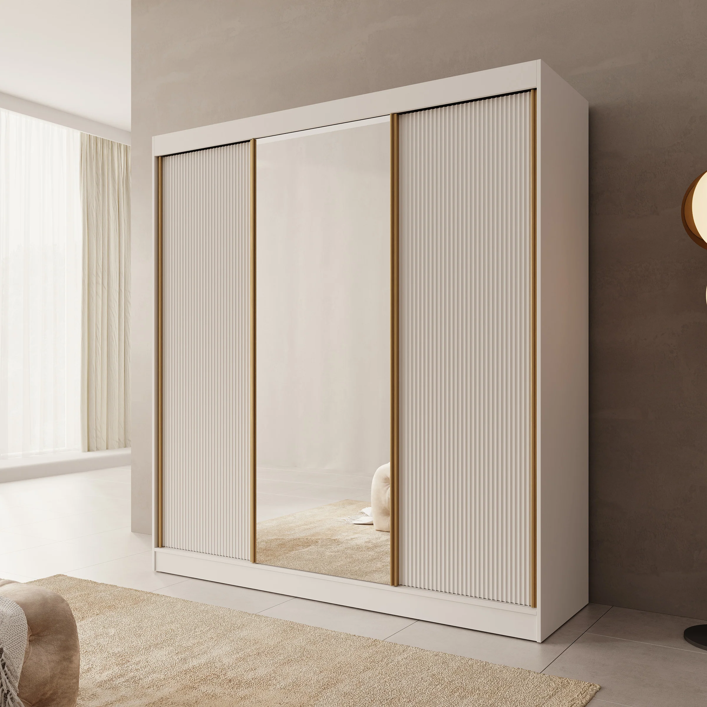 Tavares - Kledingkast 3 schuifdeuren - Wit - 200x60x216 cm