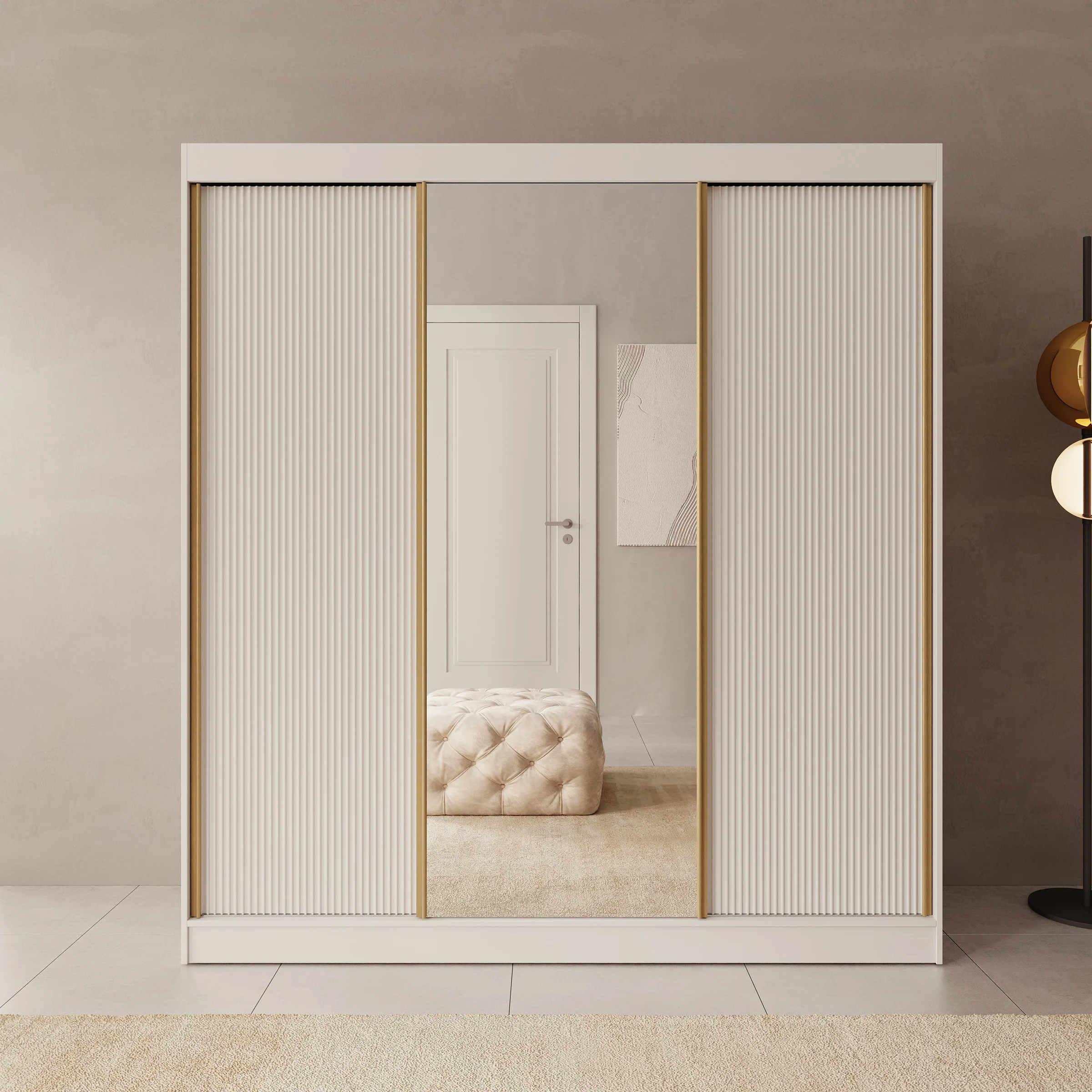 Tavares - Kledingkast 3 schuifdeuren - Wit - 200x60x216 cm - Image 3