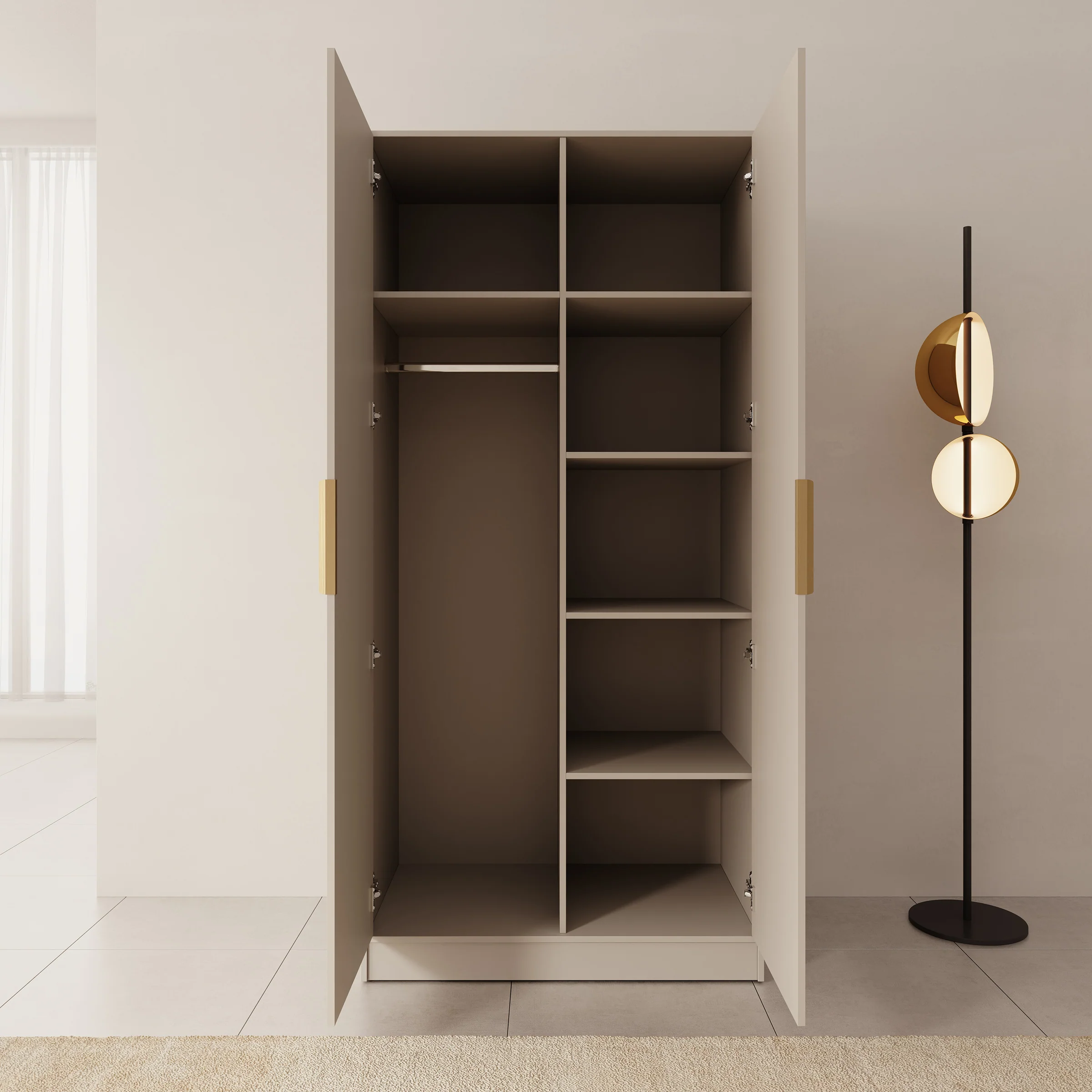 Tavares - Kledingkast met 2 deuren - Beige - 102x60x216 cm - Image 2