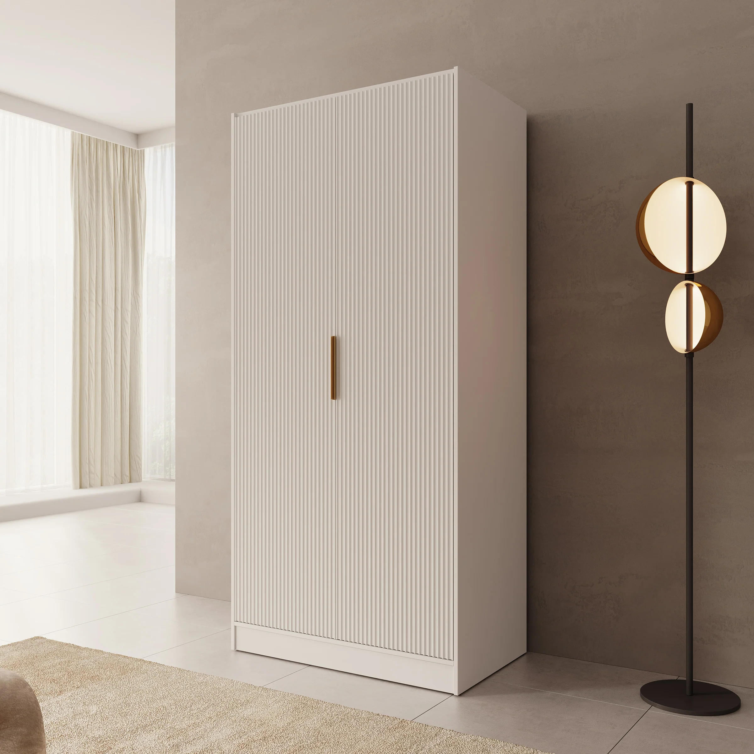 Tavares - Kledingkast met 2 deuren - Wit - 102x60x216 cm