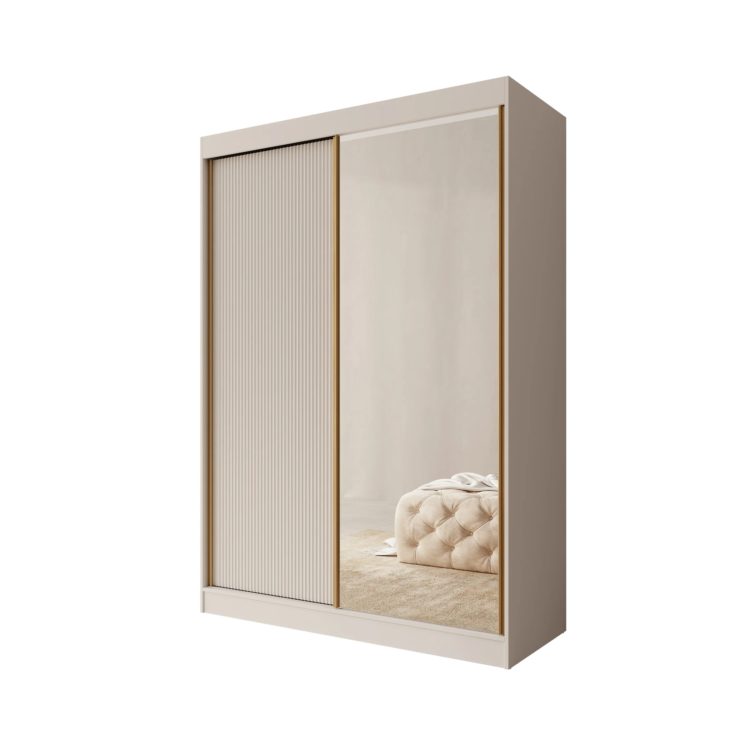 Tavares - Kledingkast met 2 schuifdeuren - Wit - 151x60x216 cm - Image 6