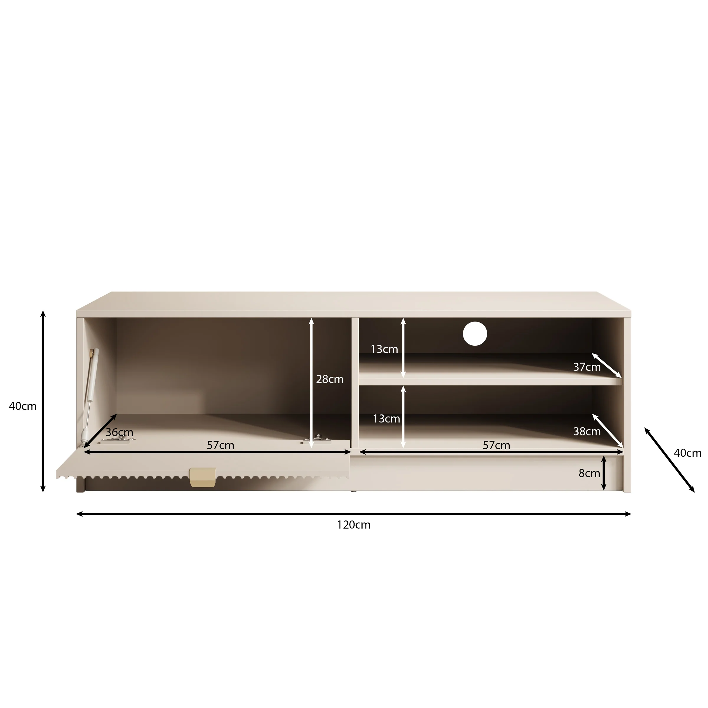 Tavares - TV-Meubel - Beige - 120x40x40 cm - Image 5