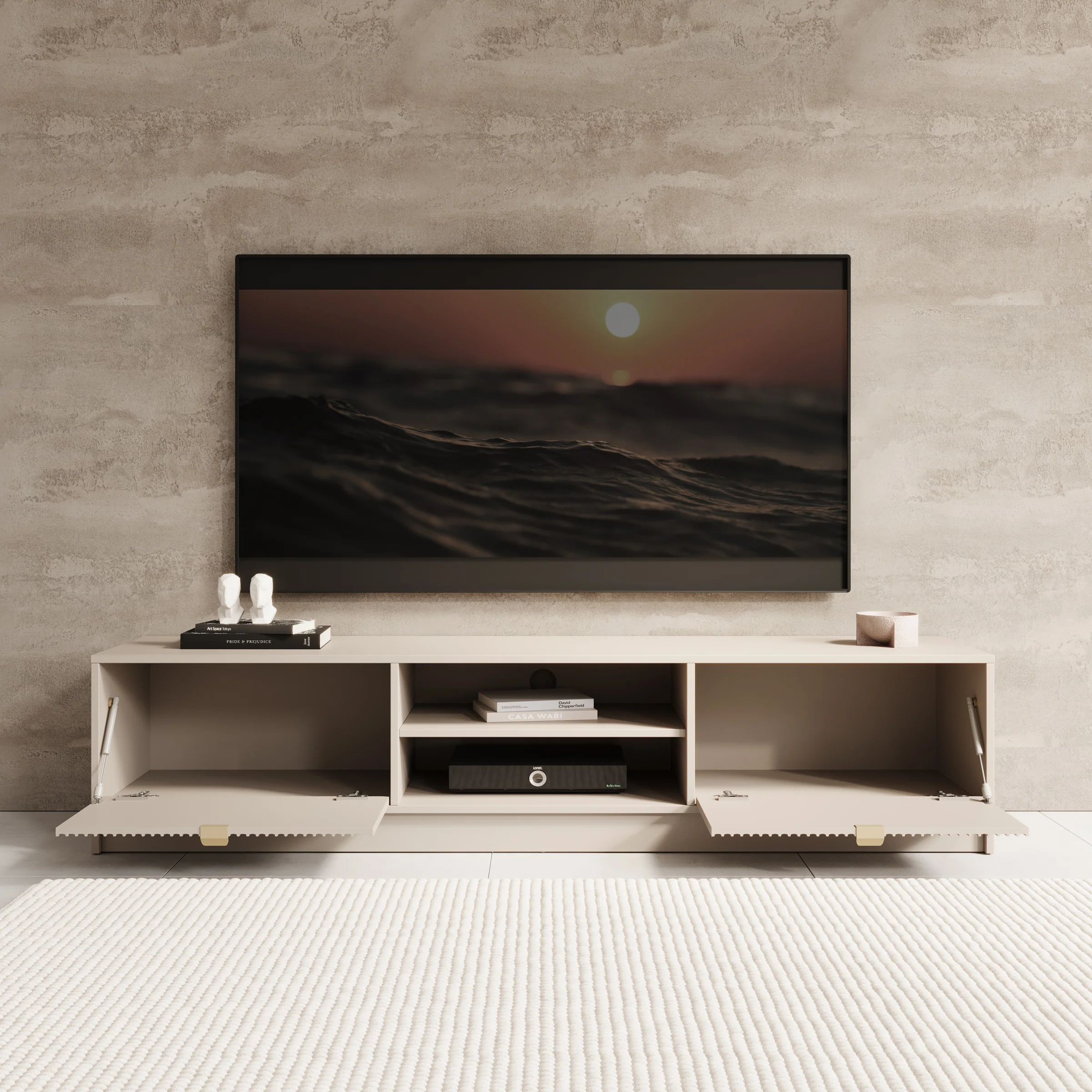 Tavares - TV-Meubel - Beige - 180x40x40 cm - Image 2