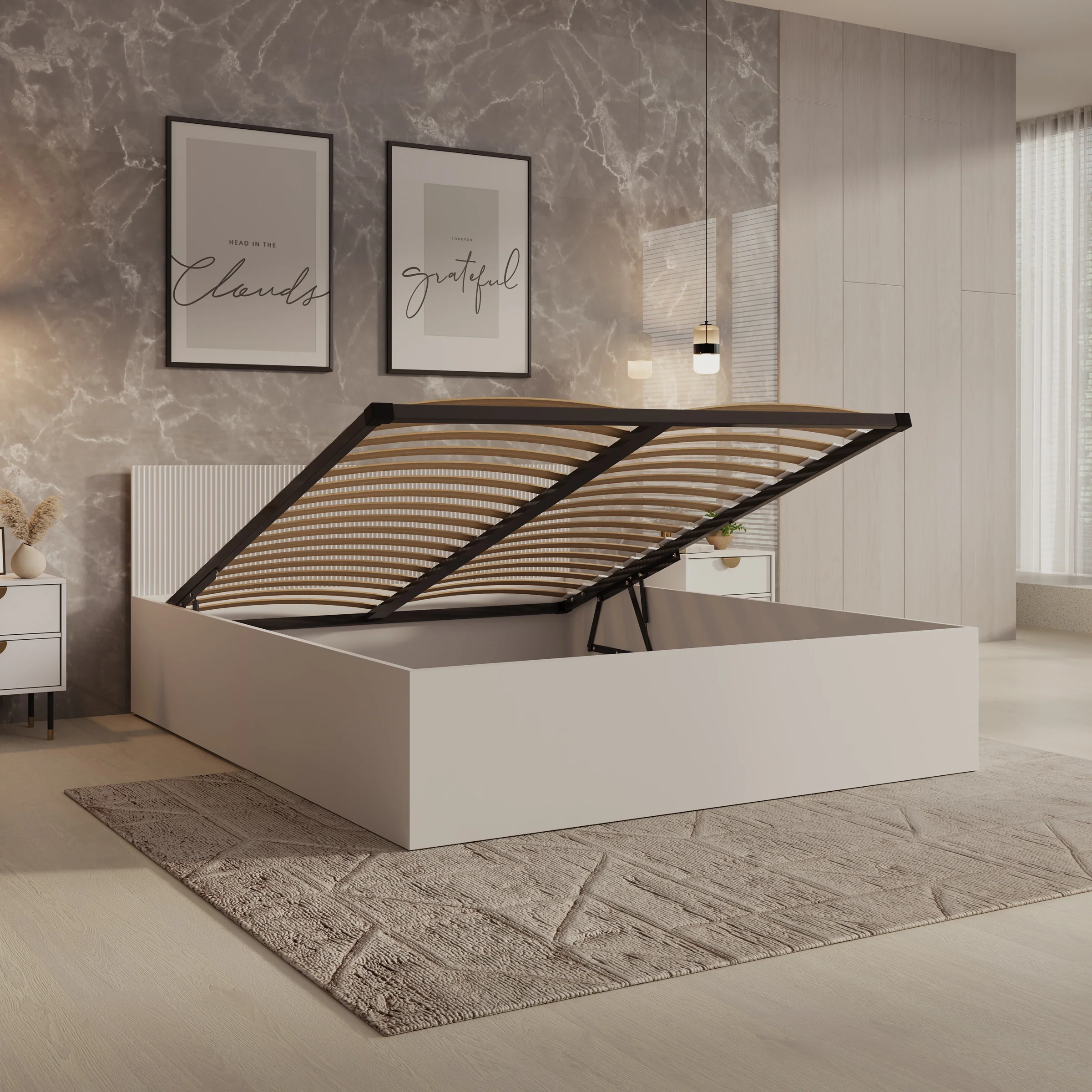 Tavares - Tweepersoonsbed met opbergruimte - Wit - 160x200 cm - Image 2