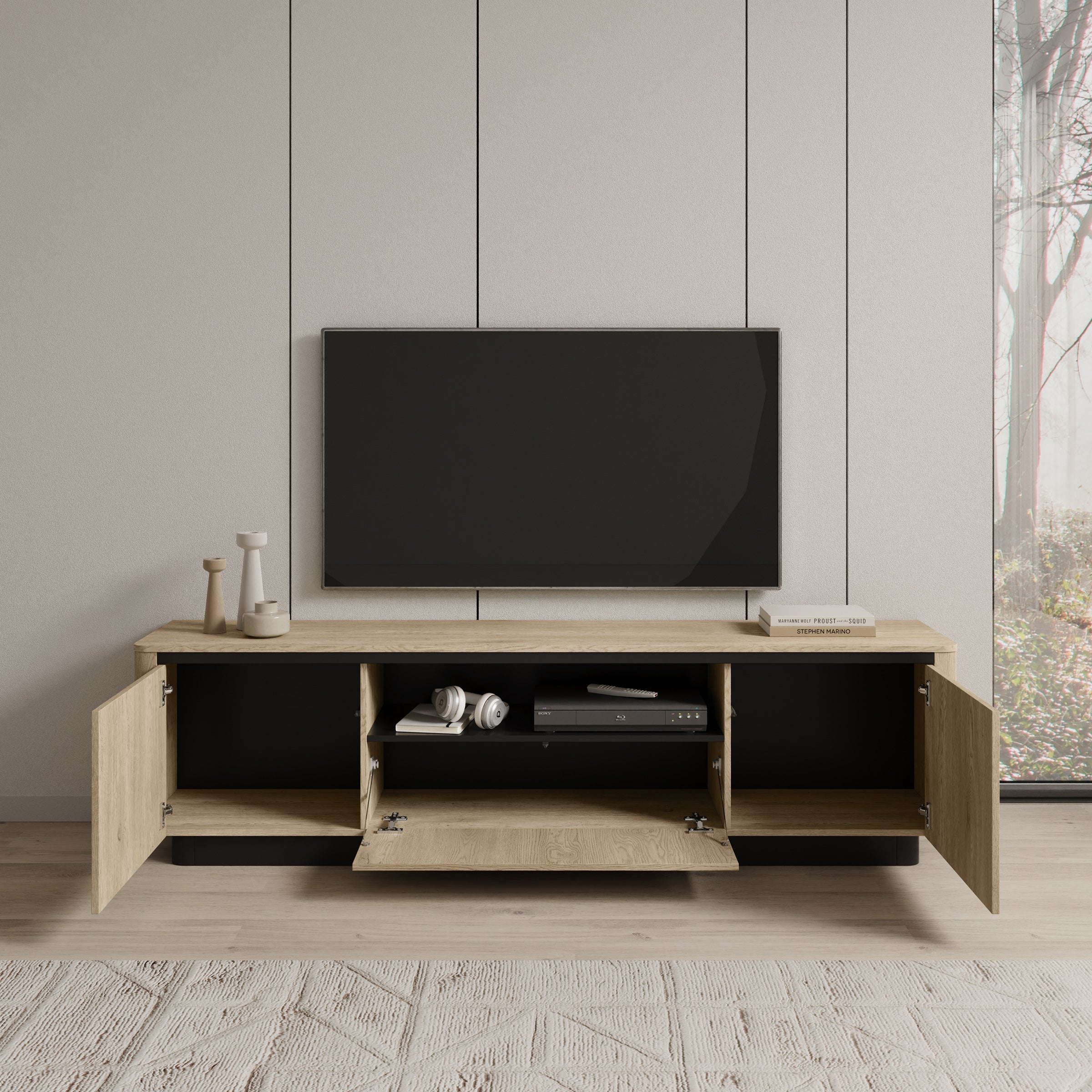 Taywan - TV-Meubel - Eiken - 200x38x55 cm - Image 2