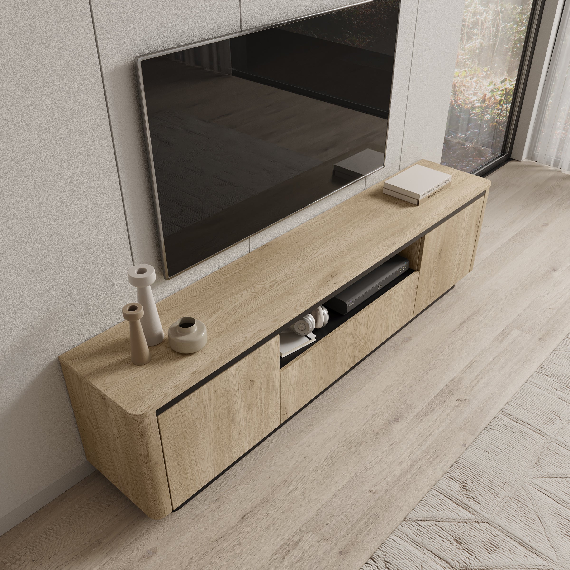 Taywan - TV-Meubel - Eiken - 200x38x55 cm - Image 5