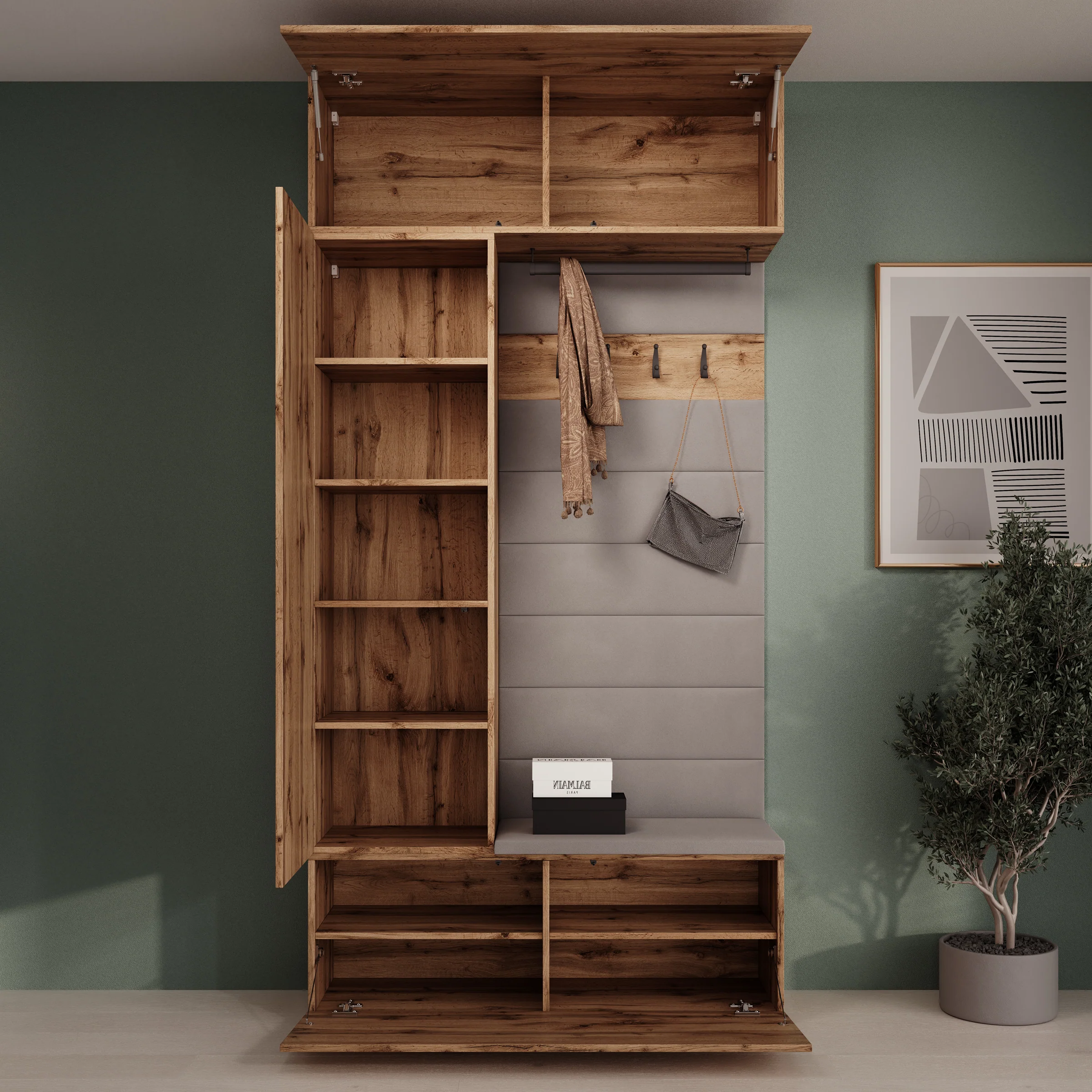 Telora - Halkast met deur - Eikenpatroon - 115x38x232 cm - Image 2