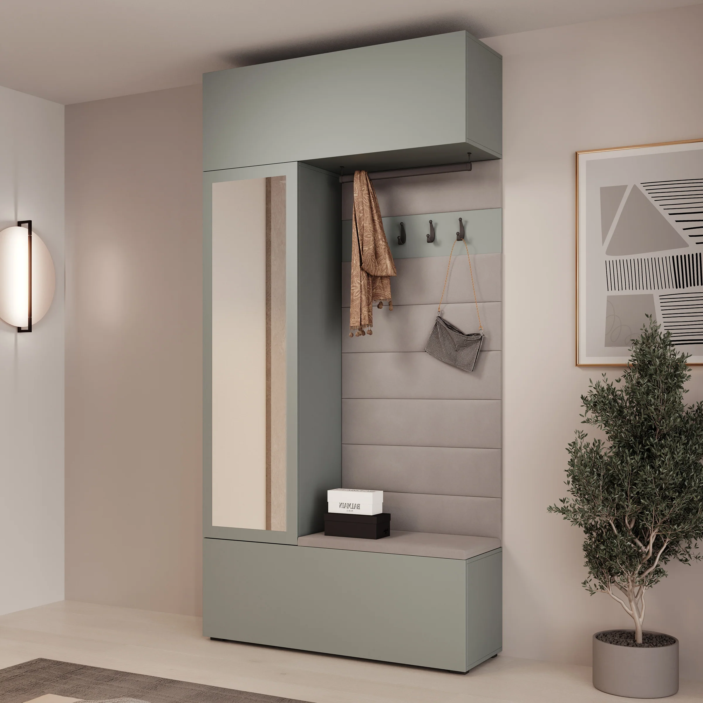 Telora - Halkast met deur - Groen - 115x38x232 cm