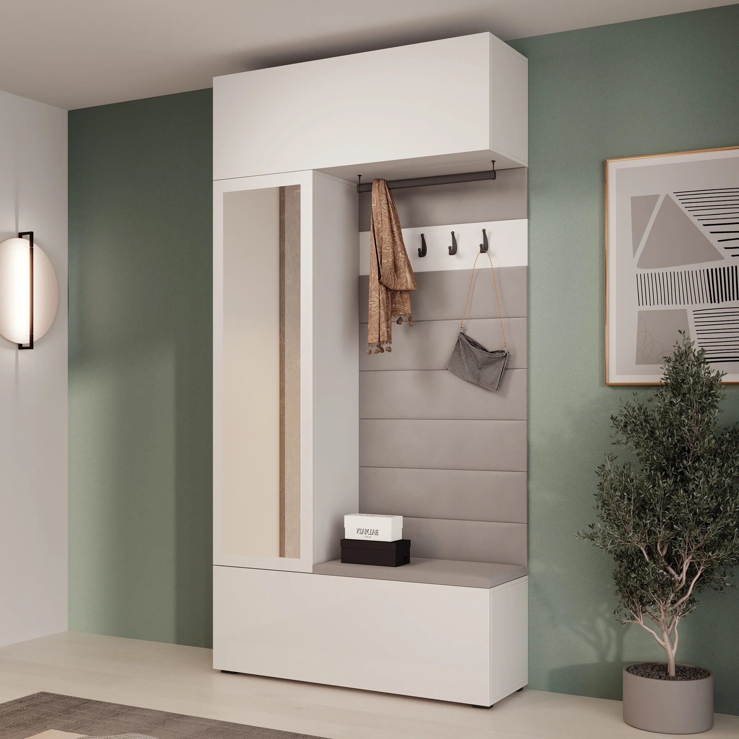 Telora - Halkast met deur - Wit - 115x38x232 cm