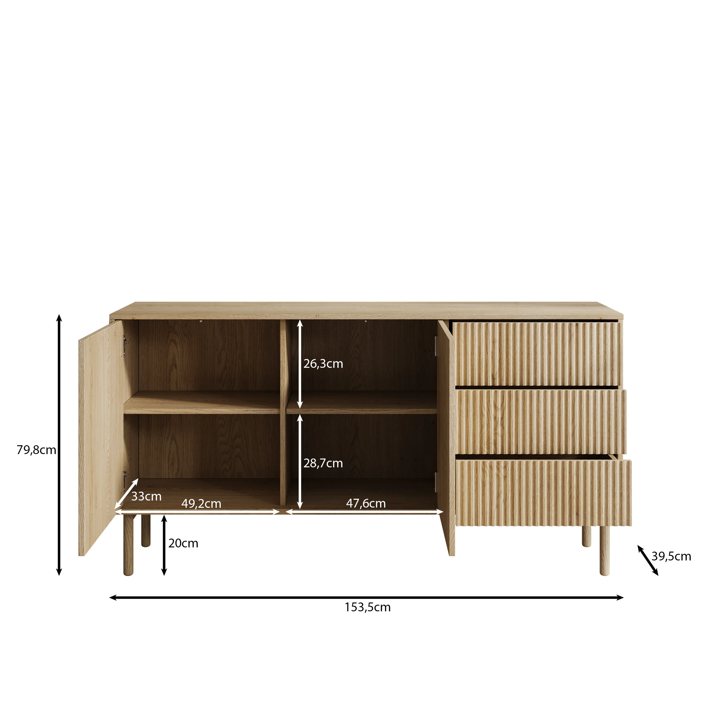 Tenerife - Dressoir - Eiken - 154x40x80 cm - Image 5
