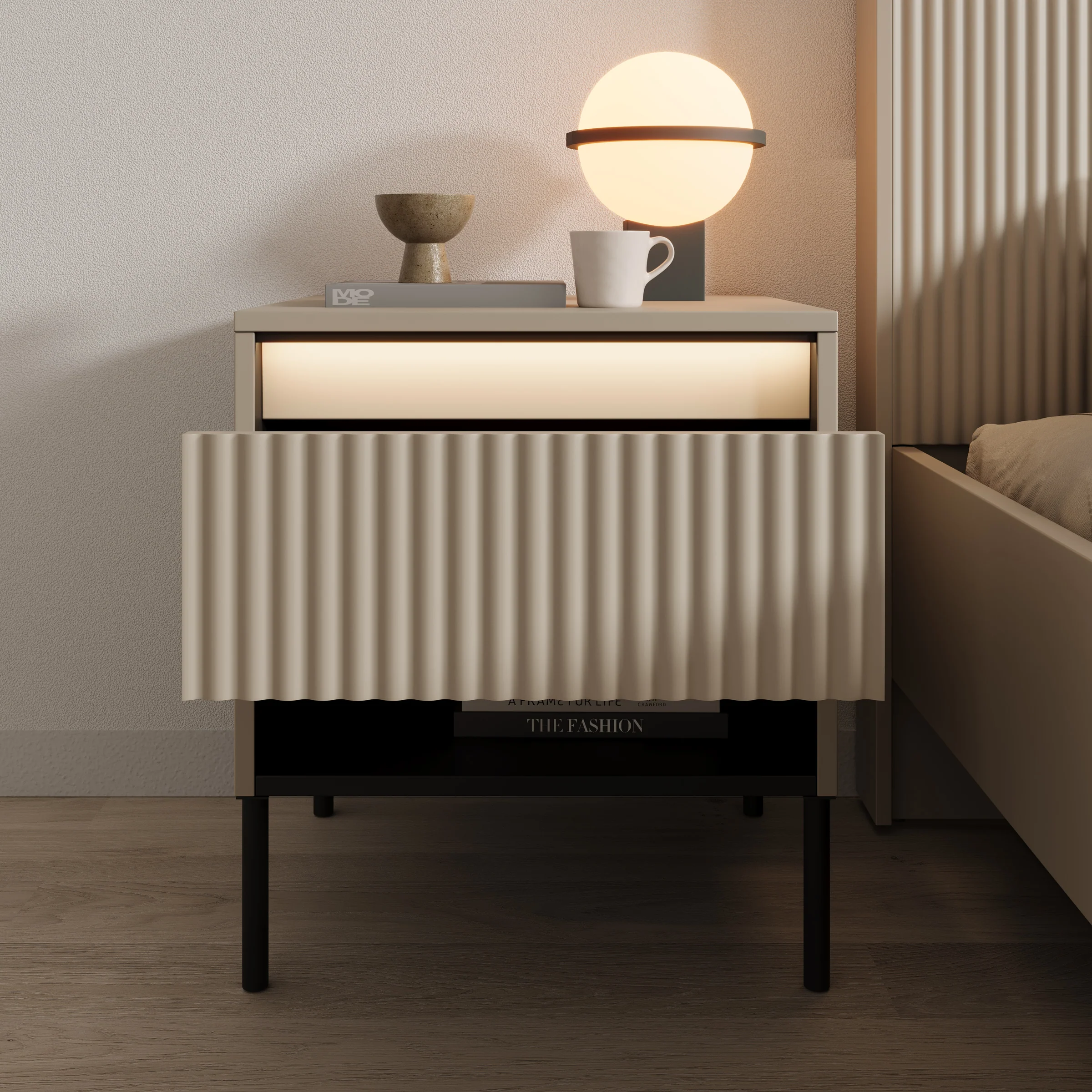 Timoteo 2 - Nachtkastje - Beige - 46x40x52 cm - Image 2