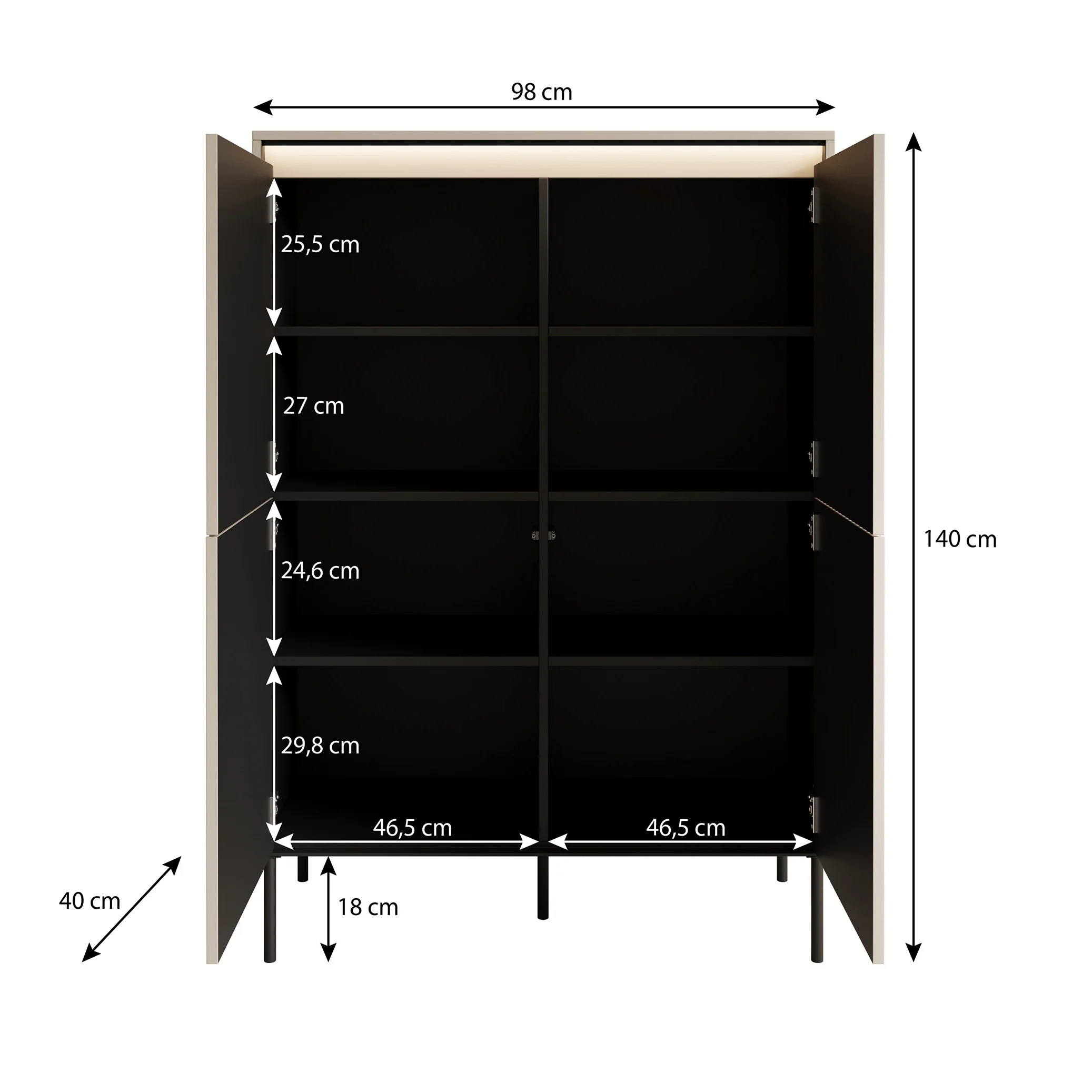 Timoteo - Dressoir - Beige - 98x40x140 cm - Image 5