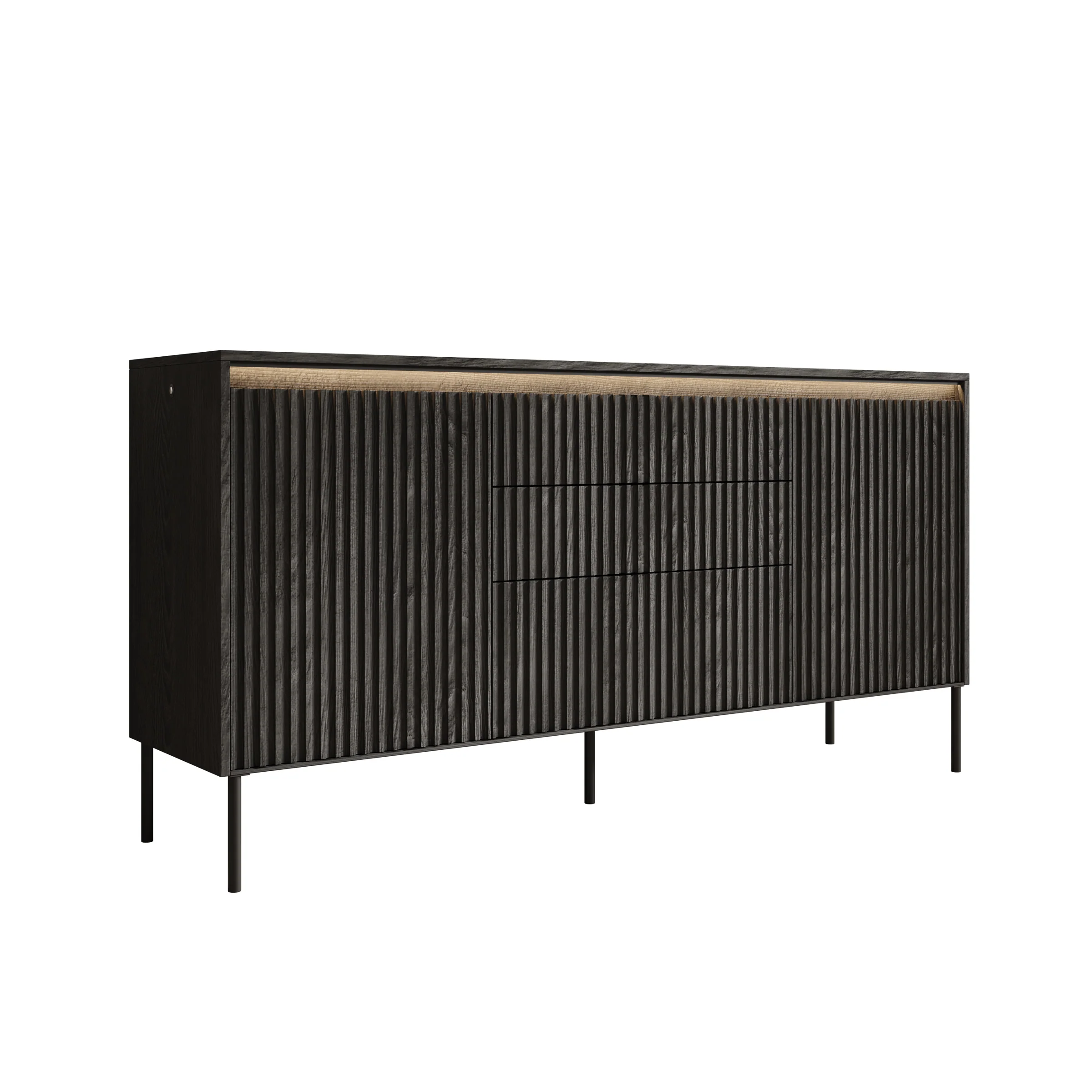 Timoteo - Dressoir - Zwart - 166x40x83 cm - Image 6