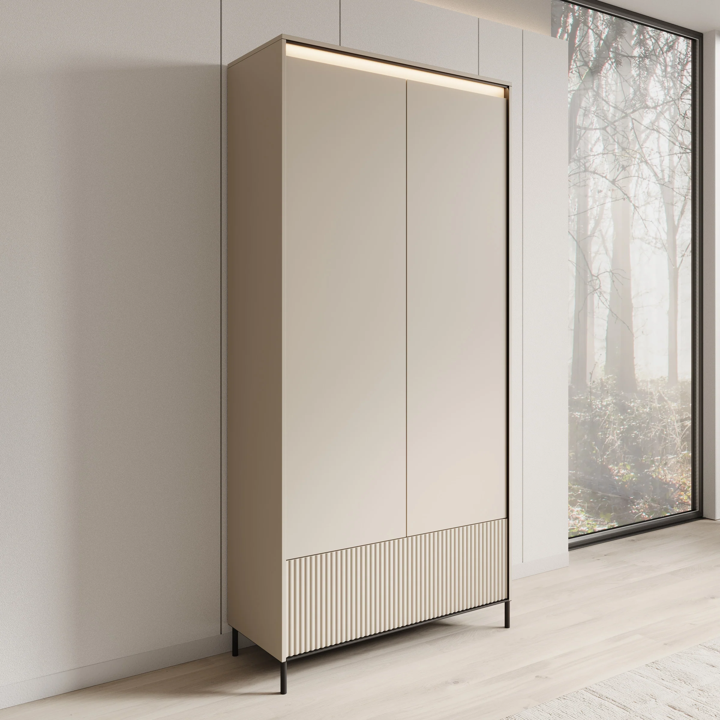 Timoteo - Kledingkast met 2 deuren - Beige - 101x40x210 cm