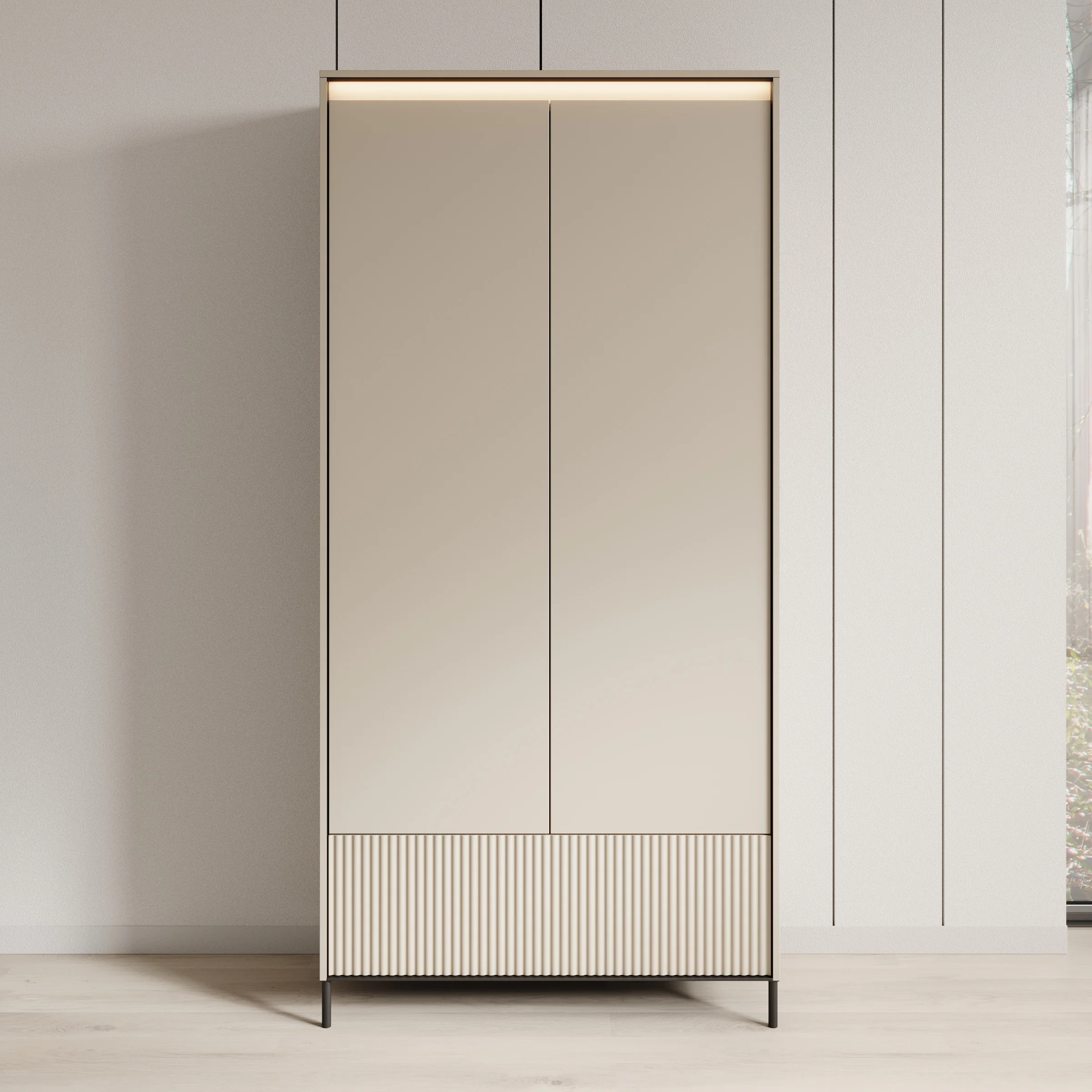 Timoteo - Kledingkast met 2 deuren - Beige - 101x40x210 cm - Image 3