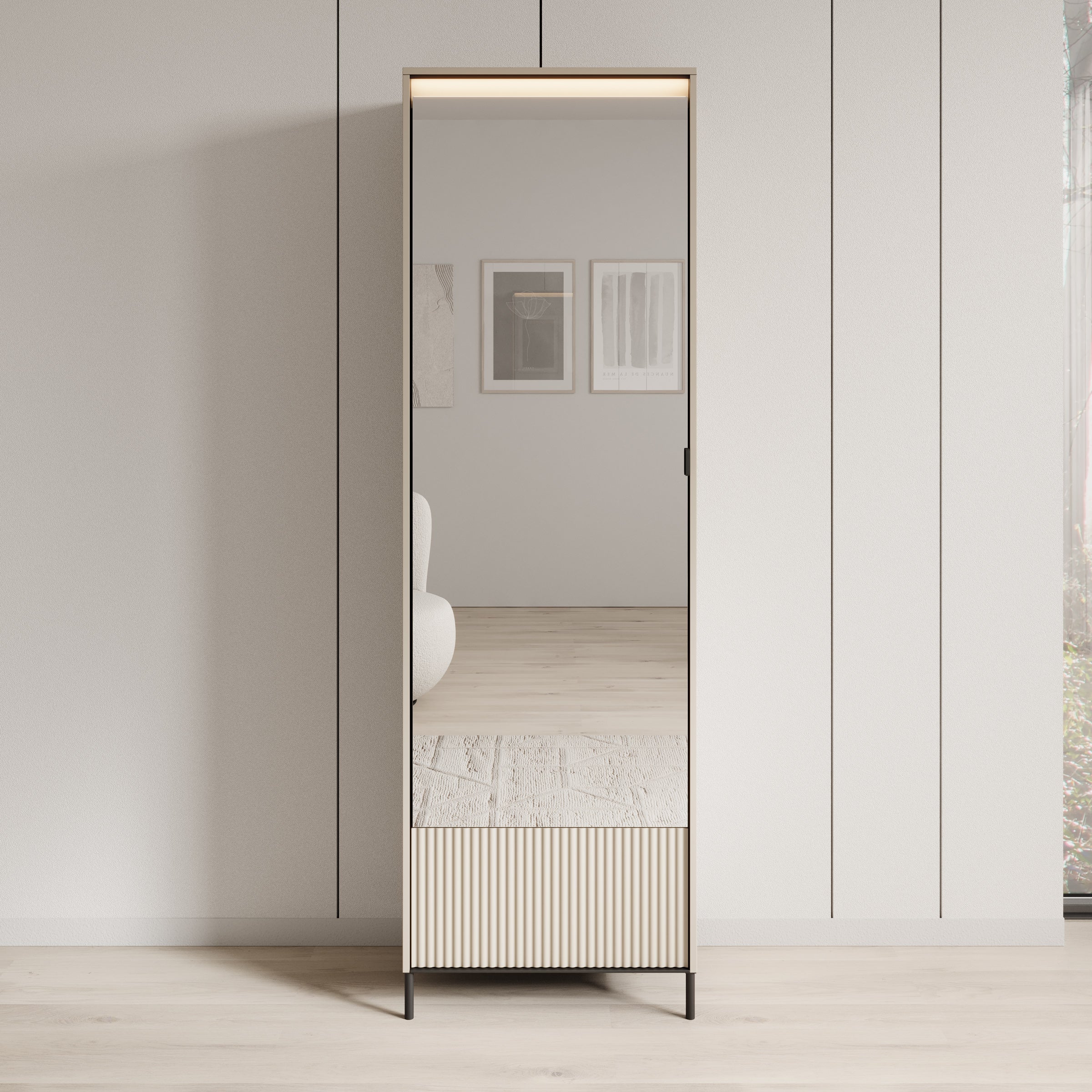 Timoteo - Halkast met deur - Beige - 65x40x210 cm - Image 3