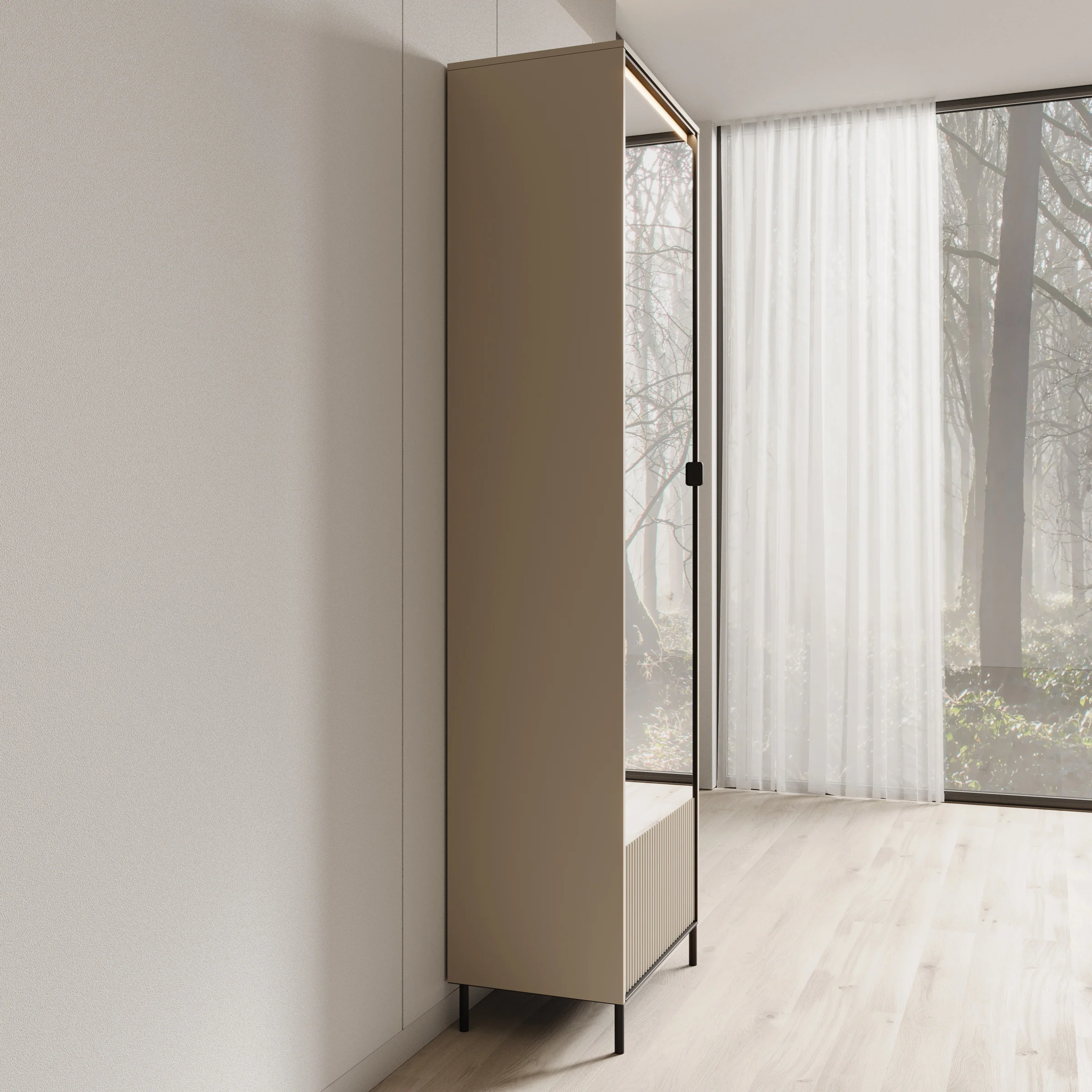 Timoteo - Halkast met deur - Beige - 65x40x210 cm - Image 4