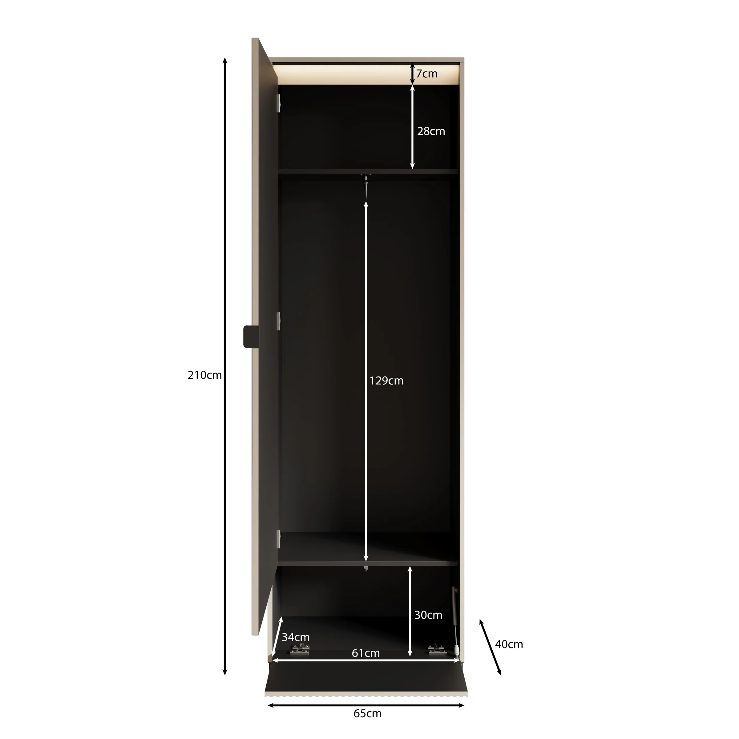 Timoteo - Halkast met deur - Beige - 65x40x210 cm - Image 5