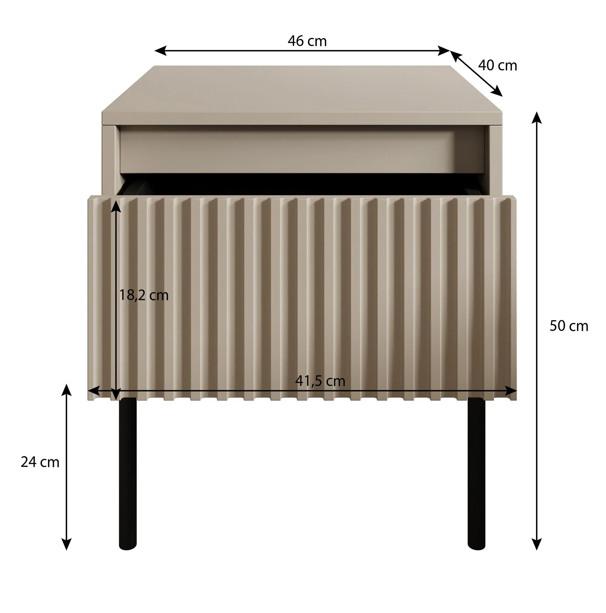 Timoteo - Nachtkastje - Zwart - 46x40x50 cm - Image 4