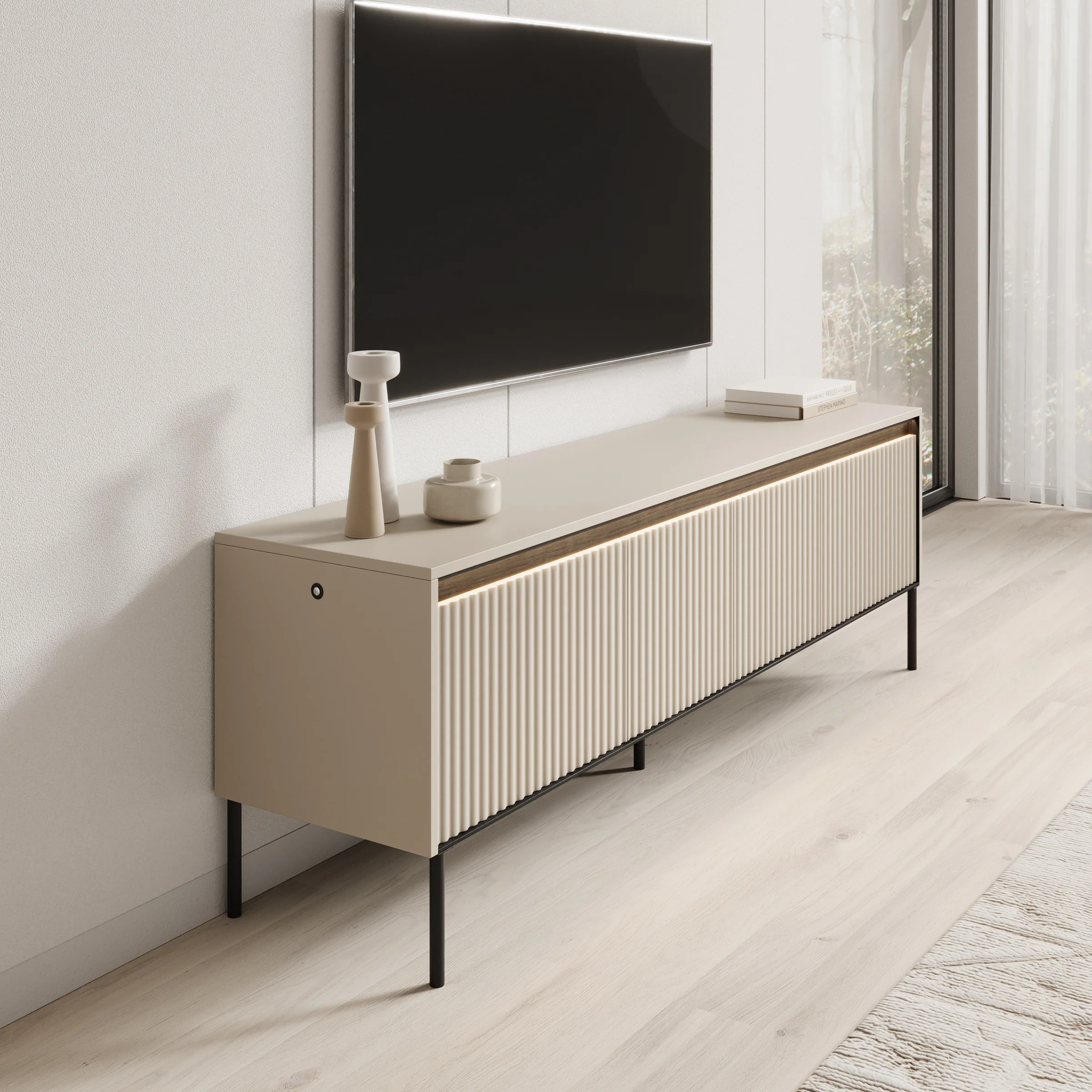 Timoteo - TV-Meubel - Beige  - 167x40x56 cm - Image 4
