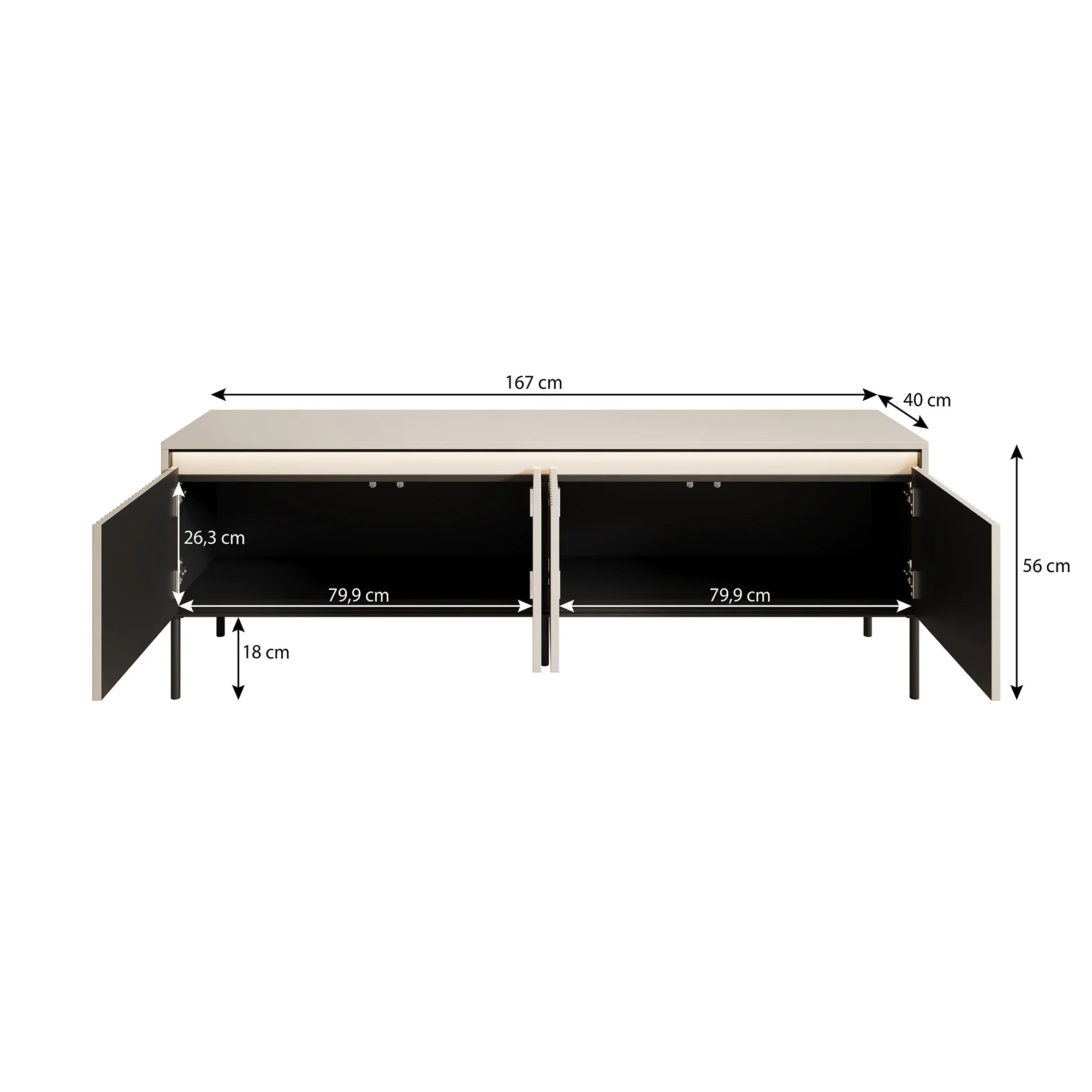 Timoteo - TV-Meubel - Beige  - 167x40x56 cm - Image 5