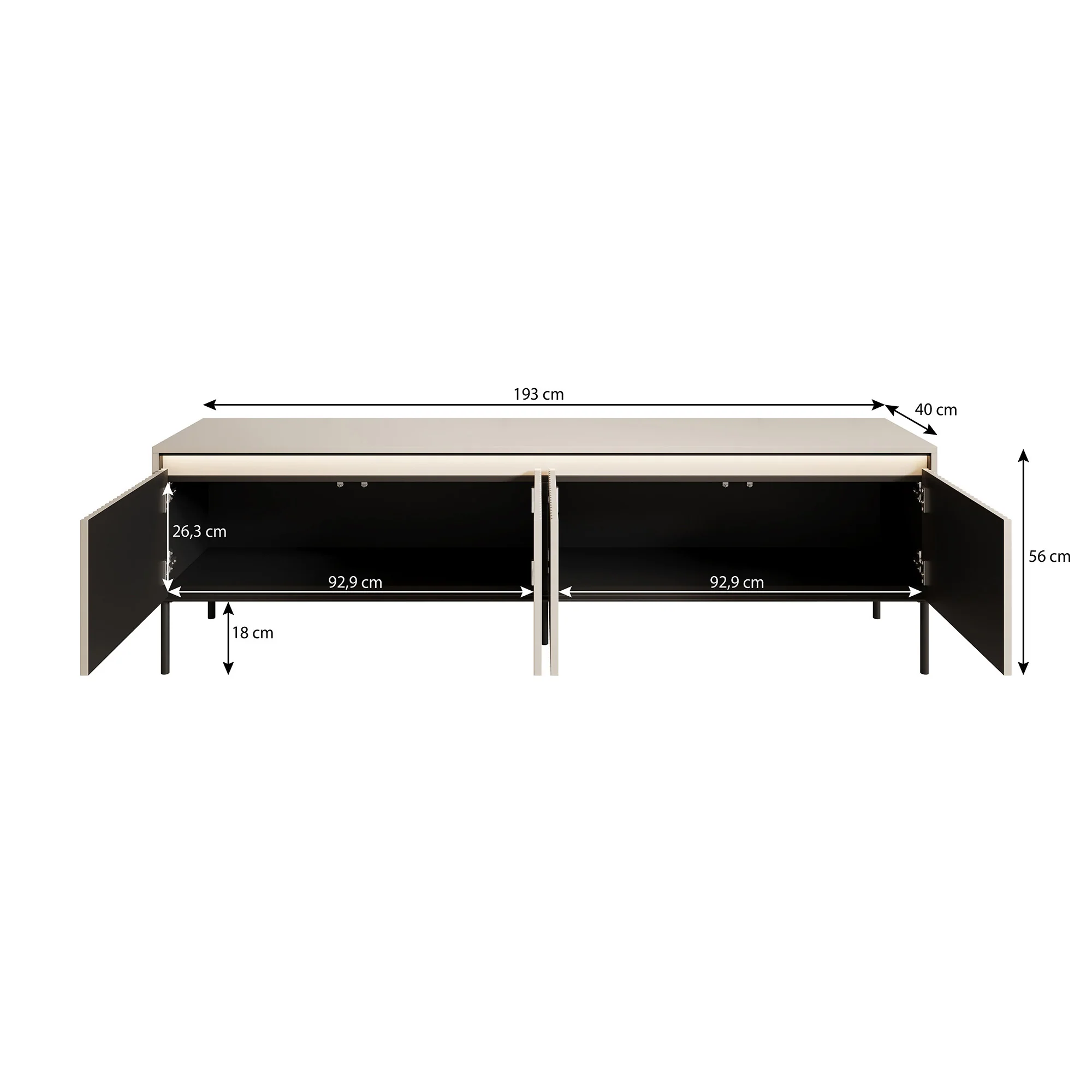 Timoteo - TV-Meubel - Beige  - 193x40x56 cm - Image 5