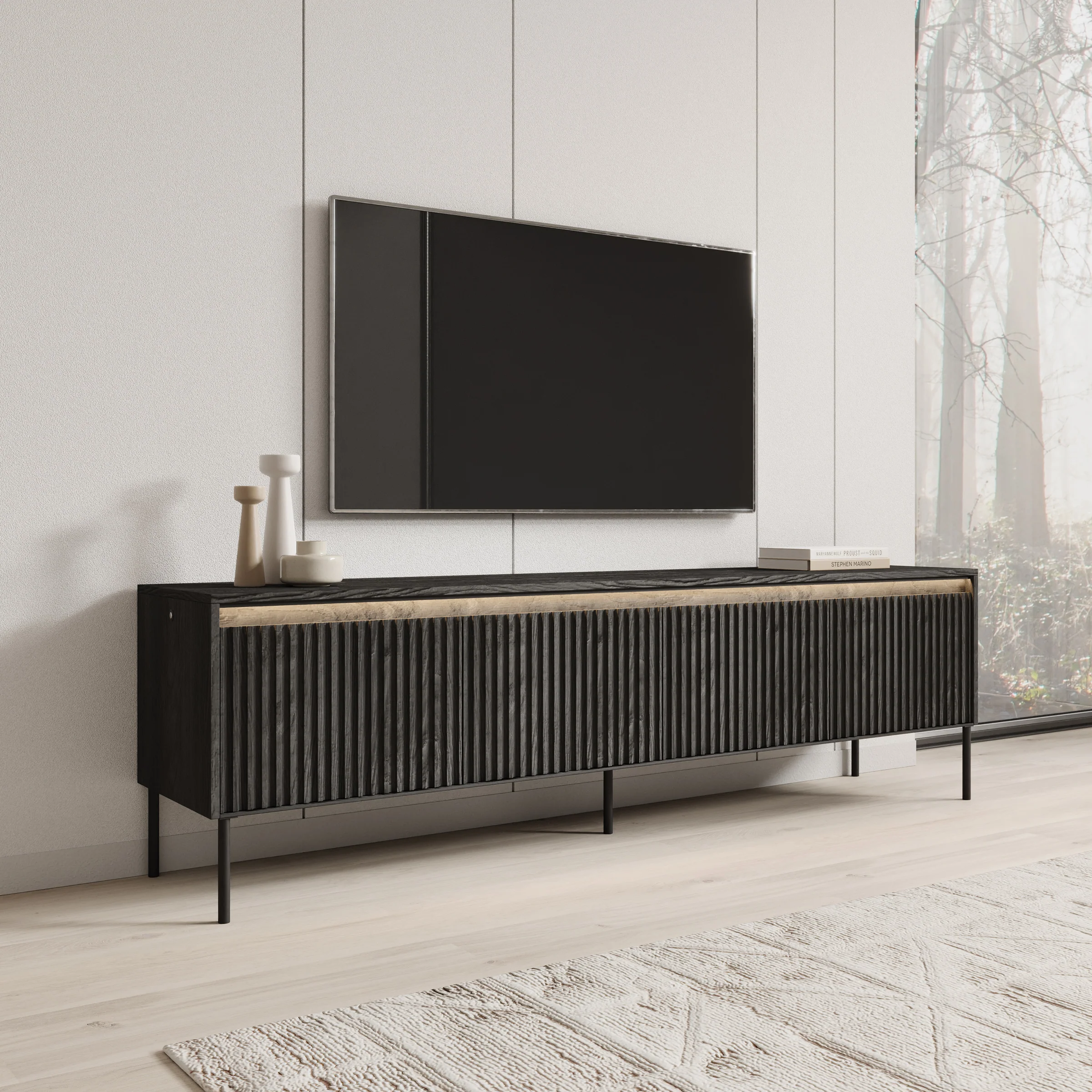 Timoteo - TV-Meubel - Mat zwart  - 193x40x56 cm