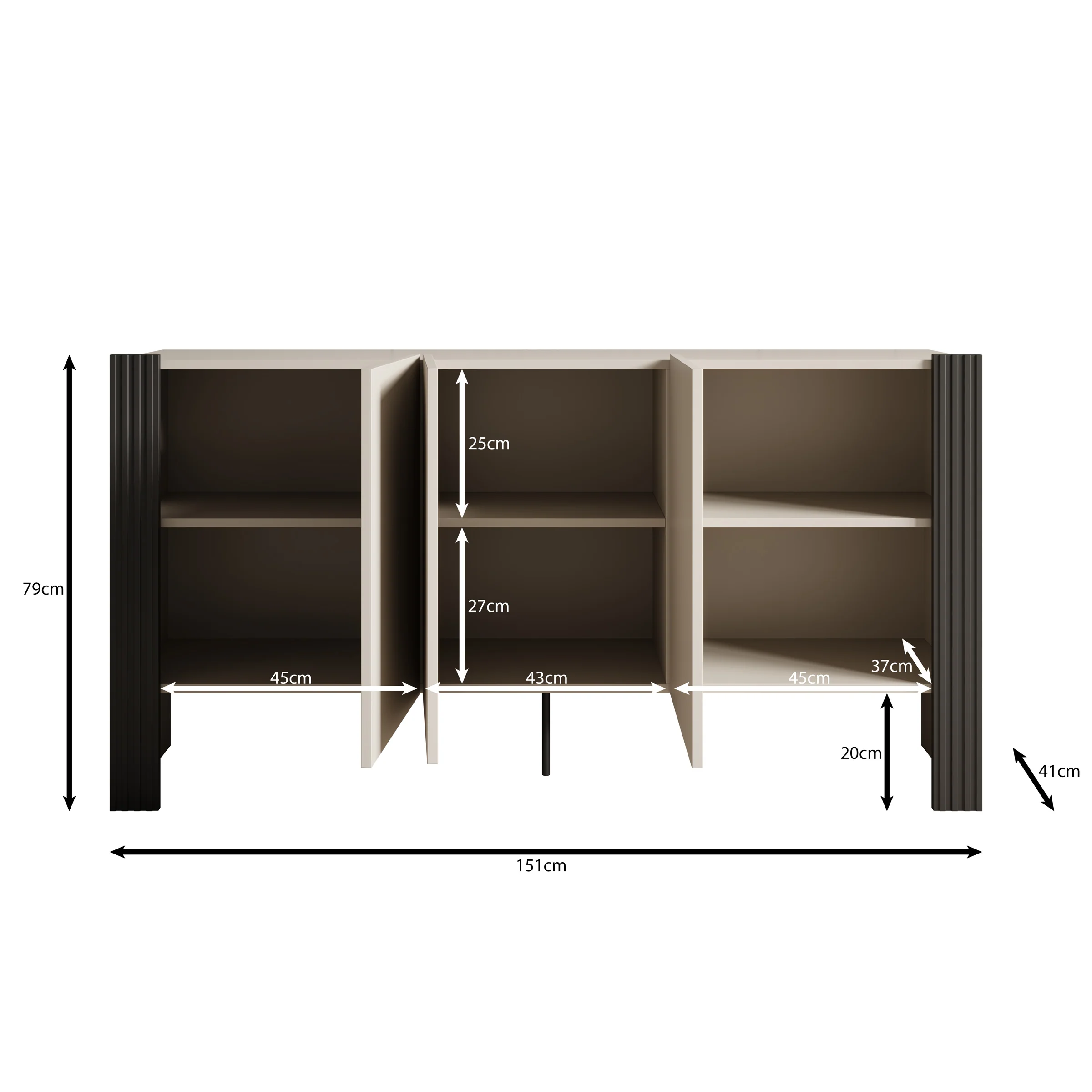 Torevia - Dressoir - Beige - 151x41x79 cm - Image 6