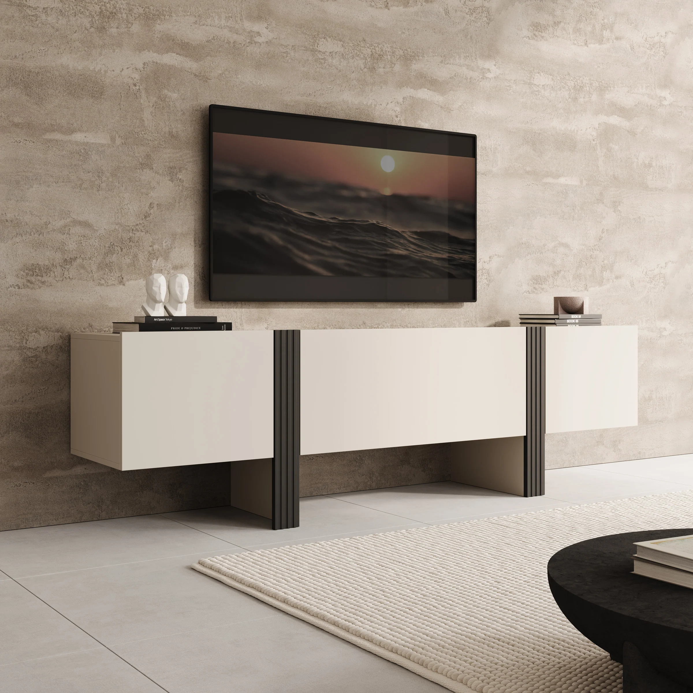 Torevia - TV-Meubel - Beige - 200x41x58 cm