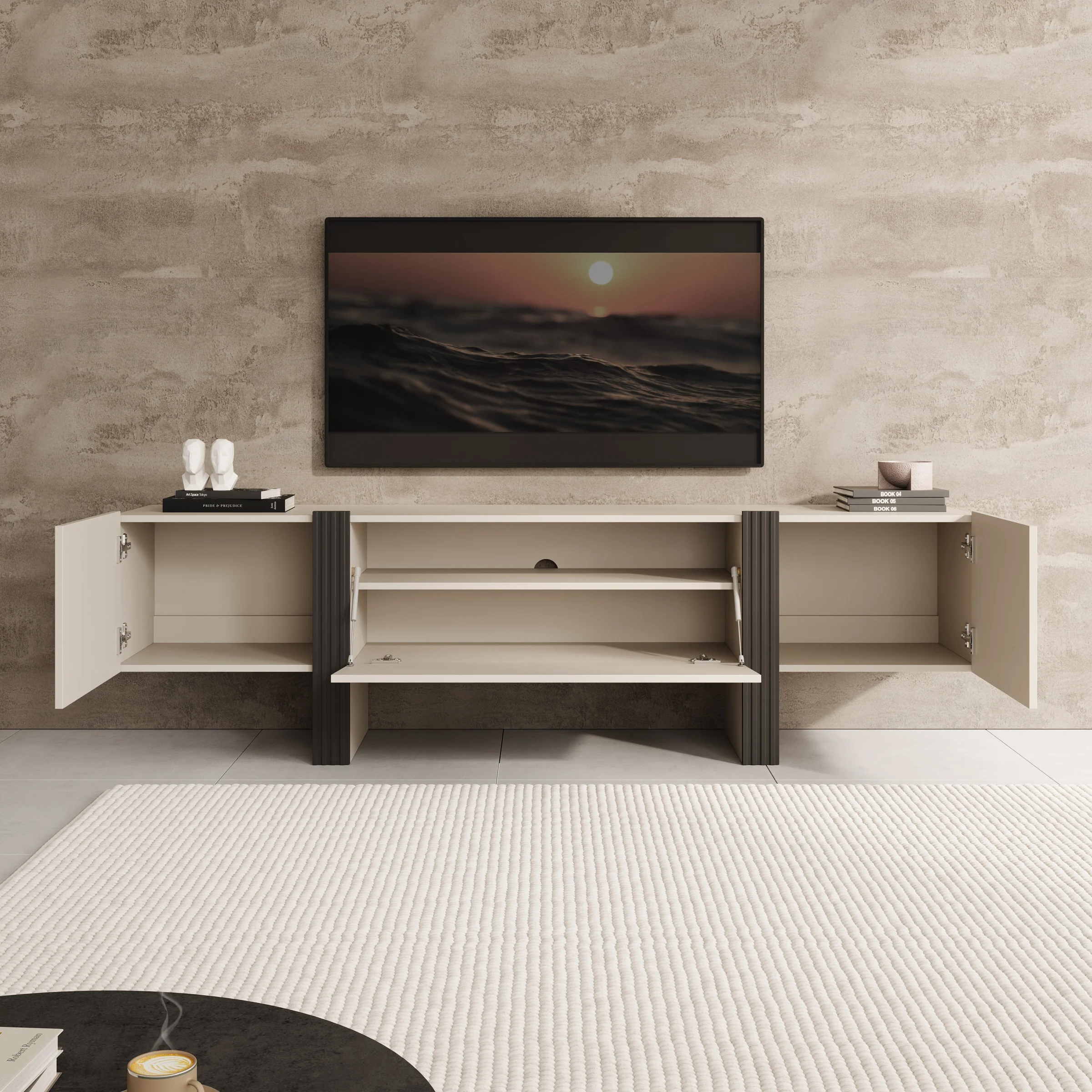 Torevia - TV-Meubel - Beige - 200x41x58 cm - Image 2