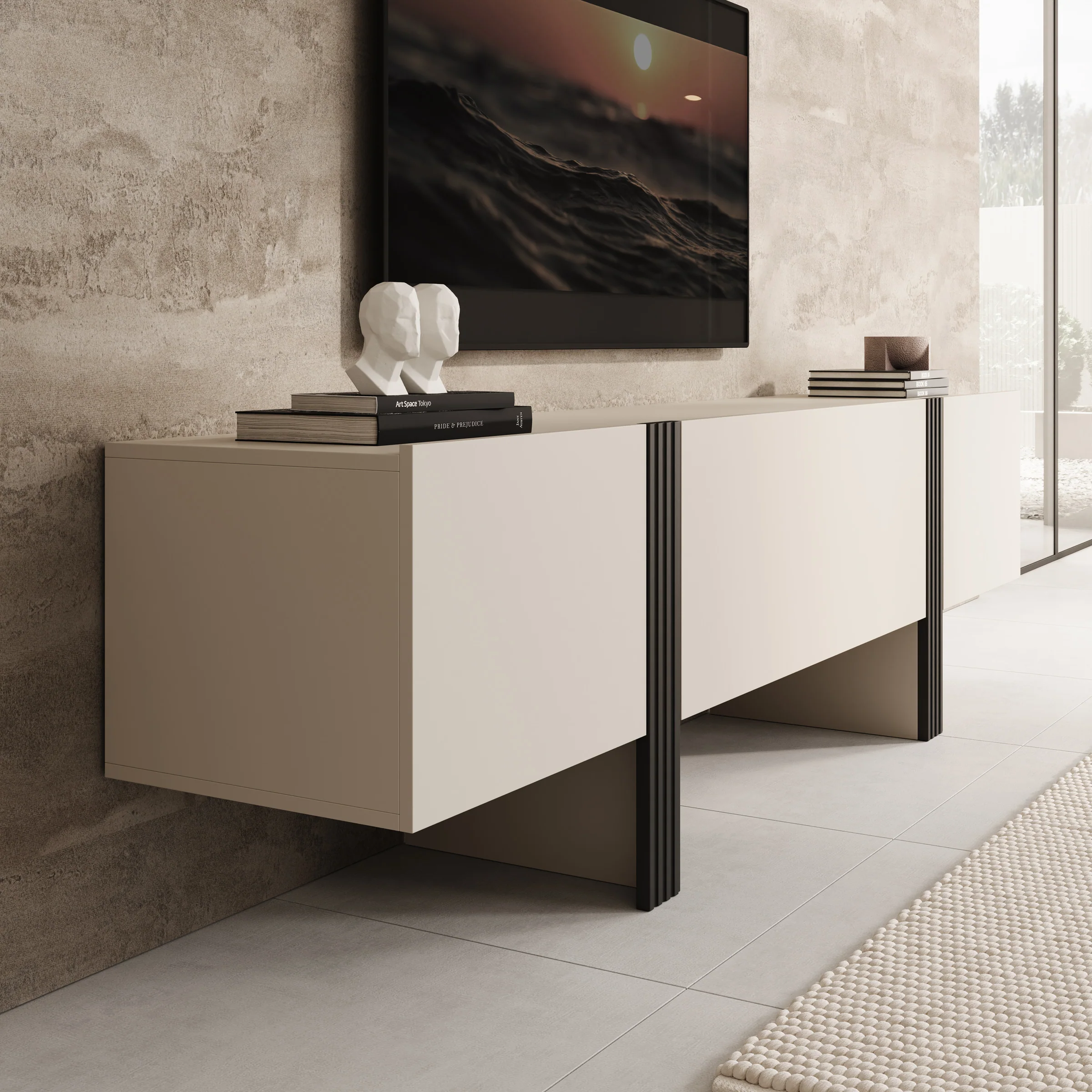 Torevia - TV-Meubel - Beige - 200x41x58 cm - Image 4