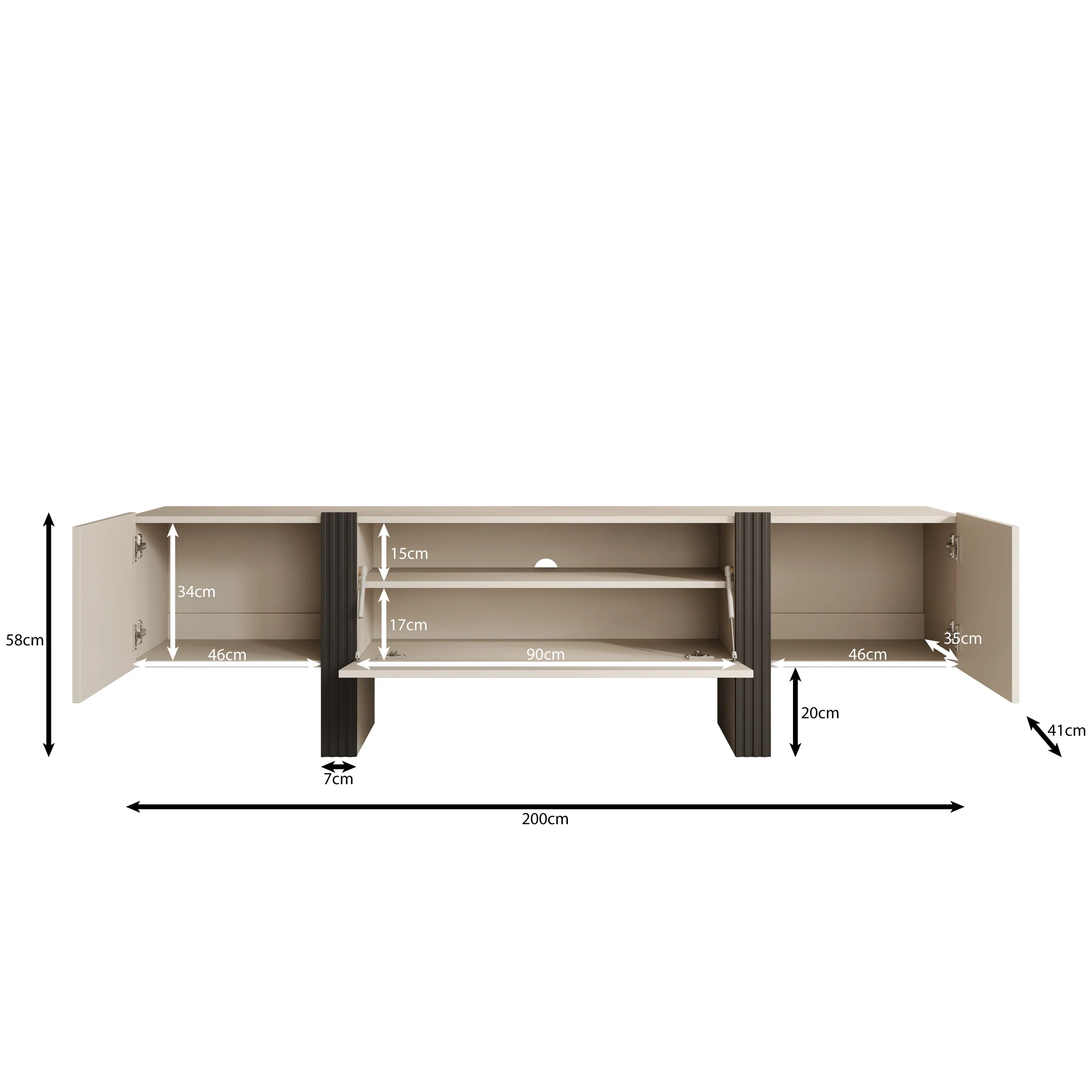 Torevia - TV-Meubel - Beige - 200x41x58 cm - Image 6