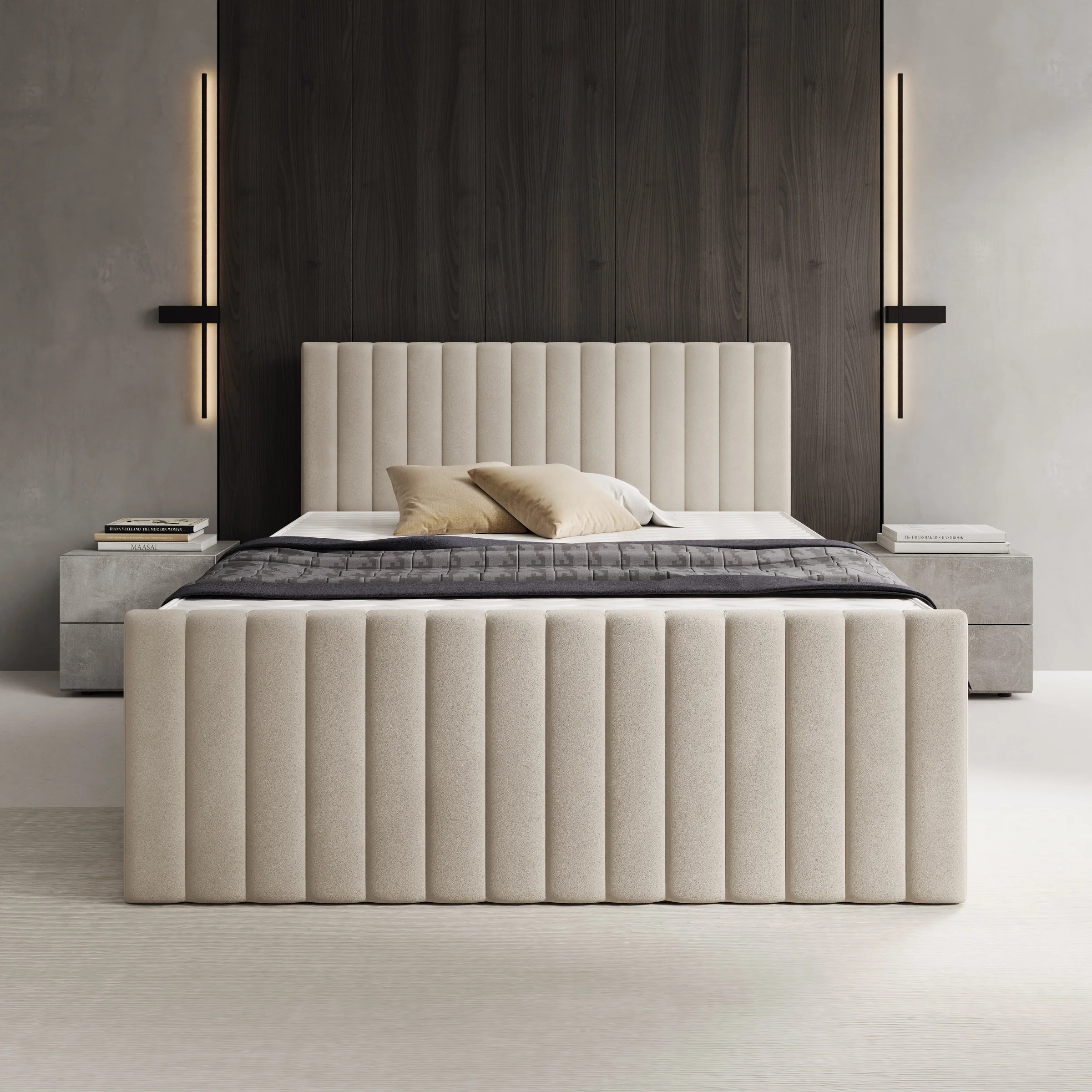 Tori - Boxspring met opbergruimte - Stof beige - 140x200 cm - Image 3