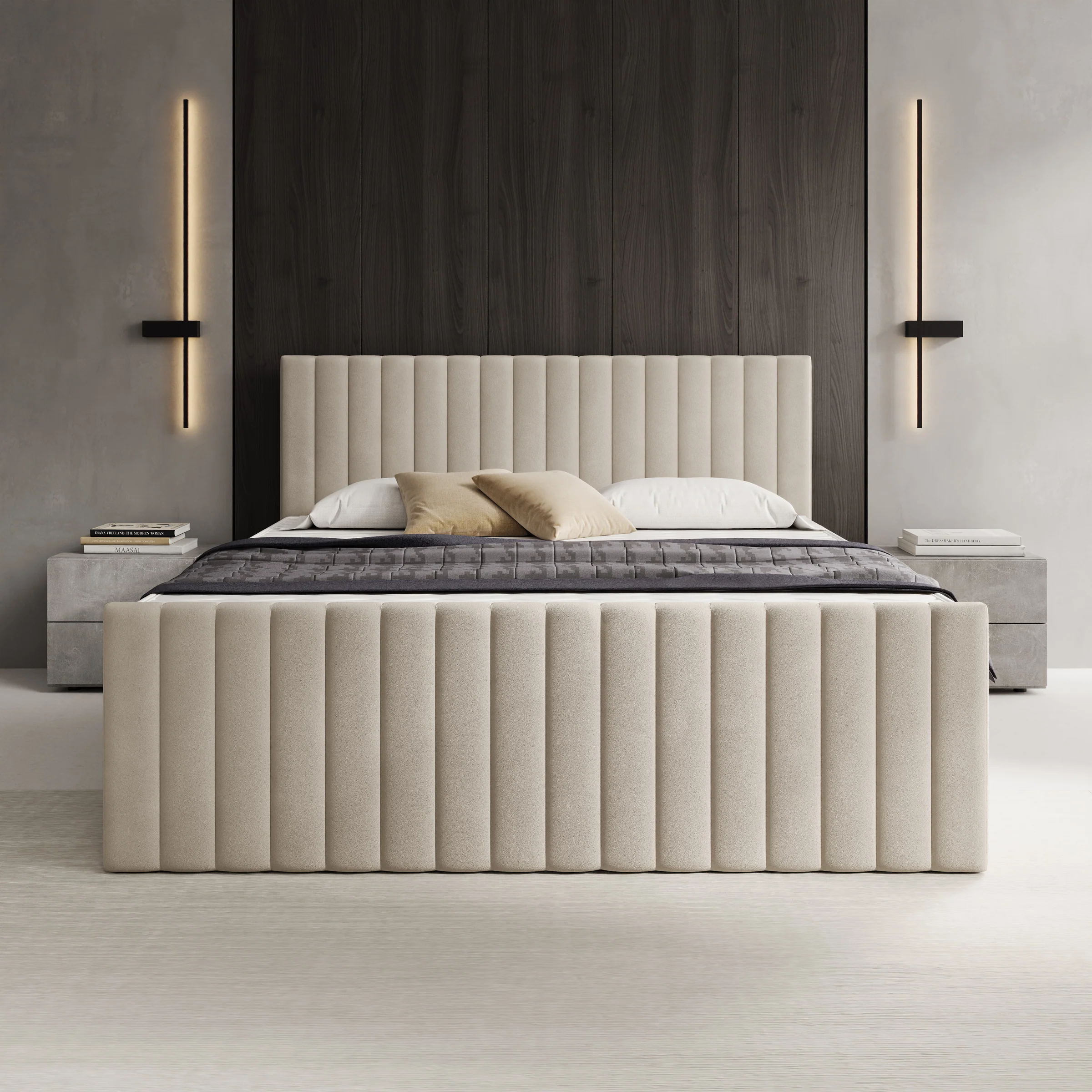 Tori - Boxspring met opbergruimte - Stof beige - 160x200 cm - Image 3
